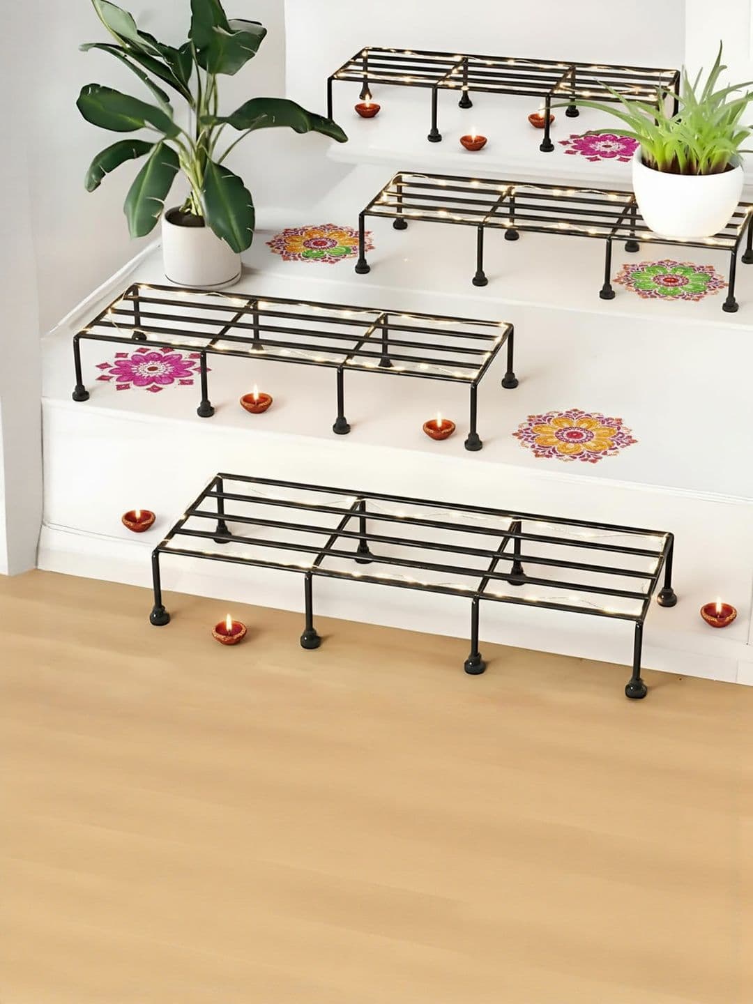 INDUS GLOBAL IMPEX 4 Pieces Black Metal Rectangle Plant Stand - view 1
