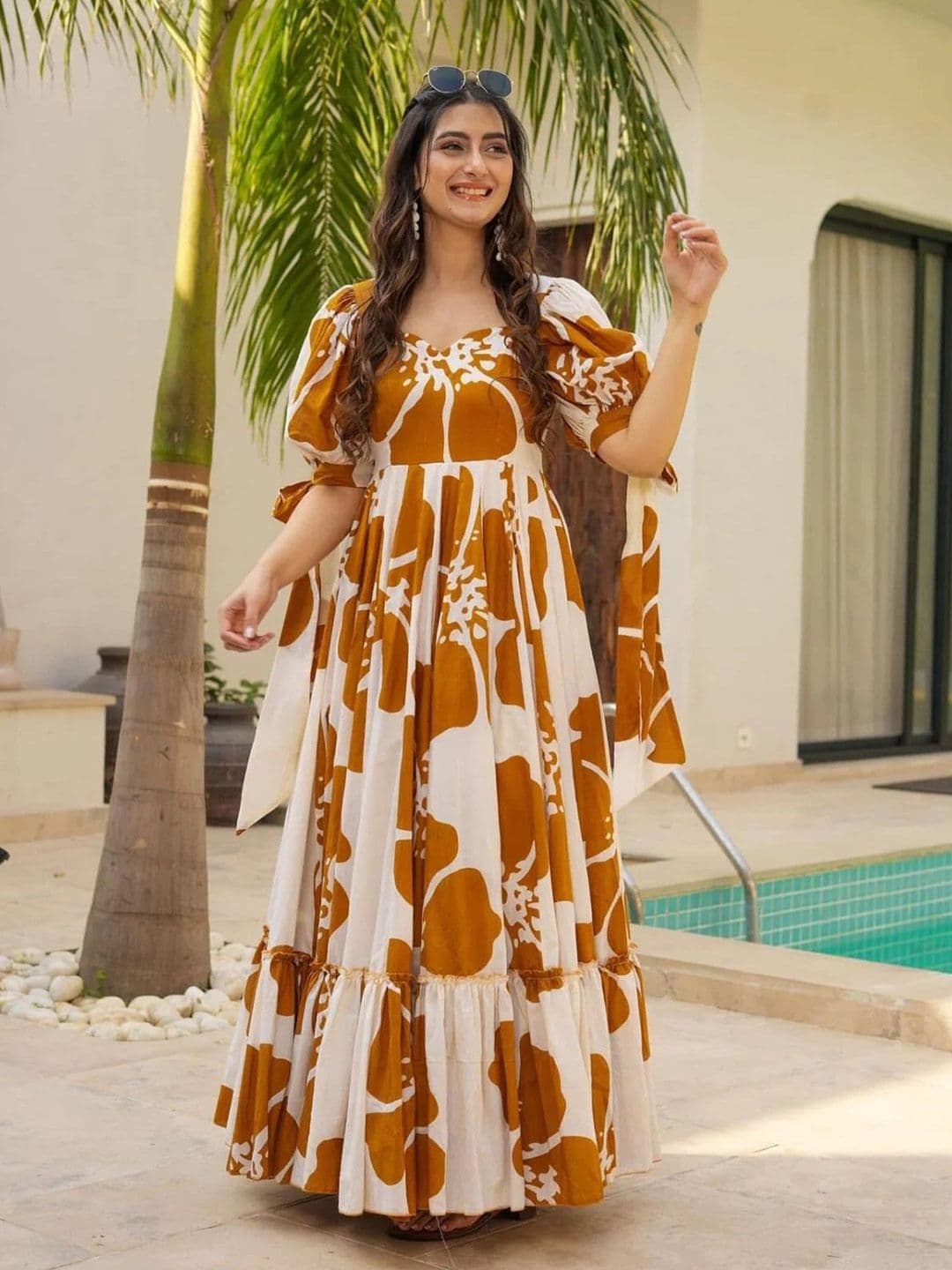 SHEETAL Associates Floral Print Puff Sleeve Crepe Fit & Flare Maxi Dress - view 1