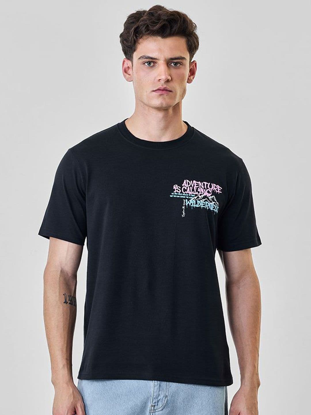 Snitch Men Printed Drop-Shoulder Sleeves T-shirt - view 1