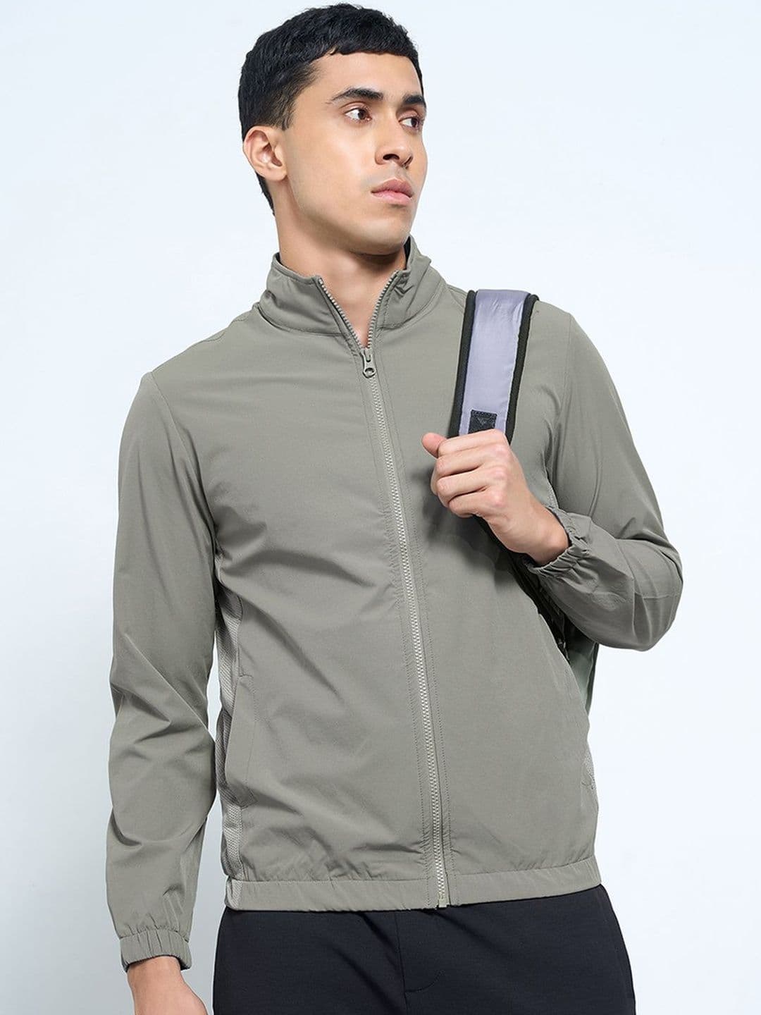 Ajile by Pantaloons Men Mock Collar Solid Sporty Jacket - view 1