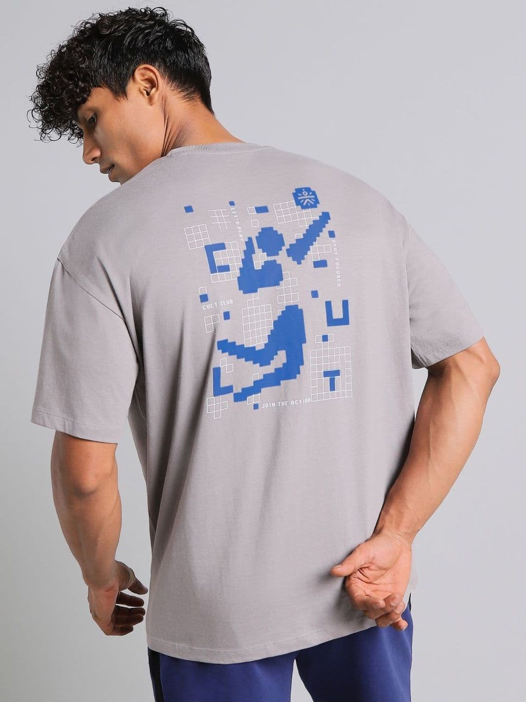 CULT Men's Grey Cult Power Play Oversized Fit T-shirt - view 1