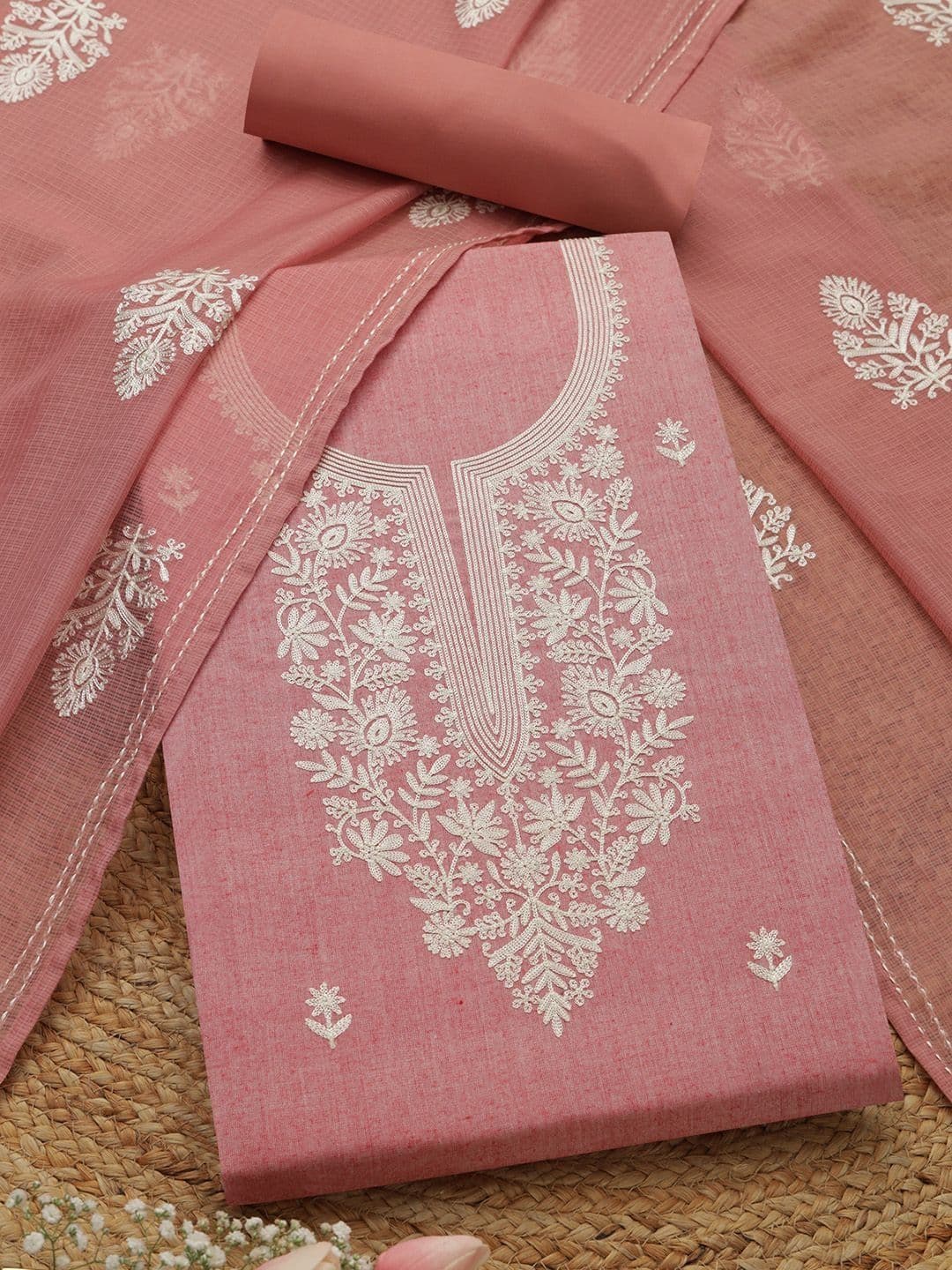 Soch Floral Embroidered Thread Work Unstitched Dress Material - view 1