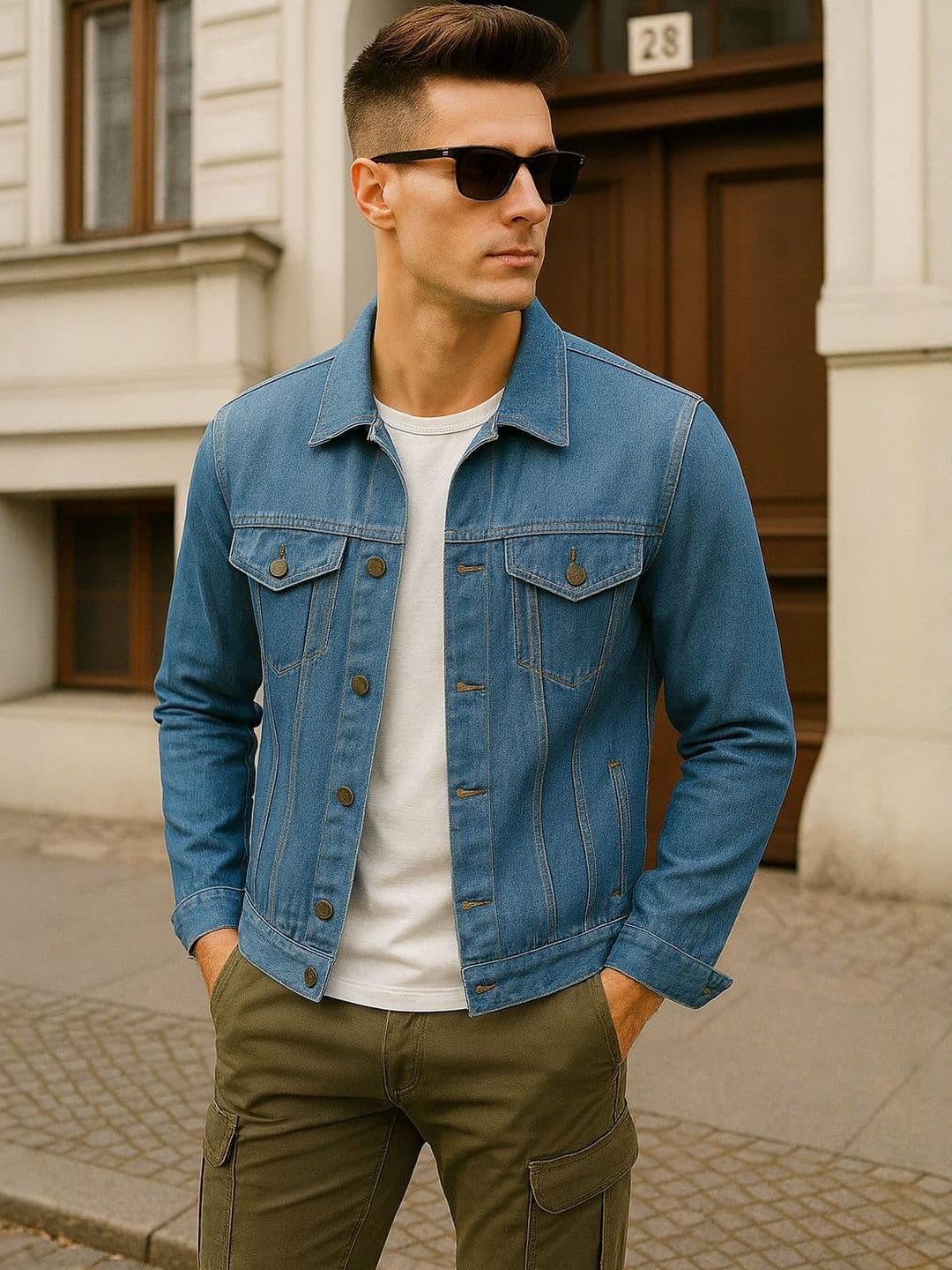 Moda Rapido Men Denim Jacket with Patchwork - view 1