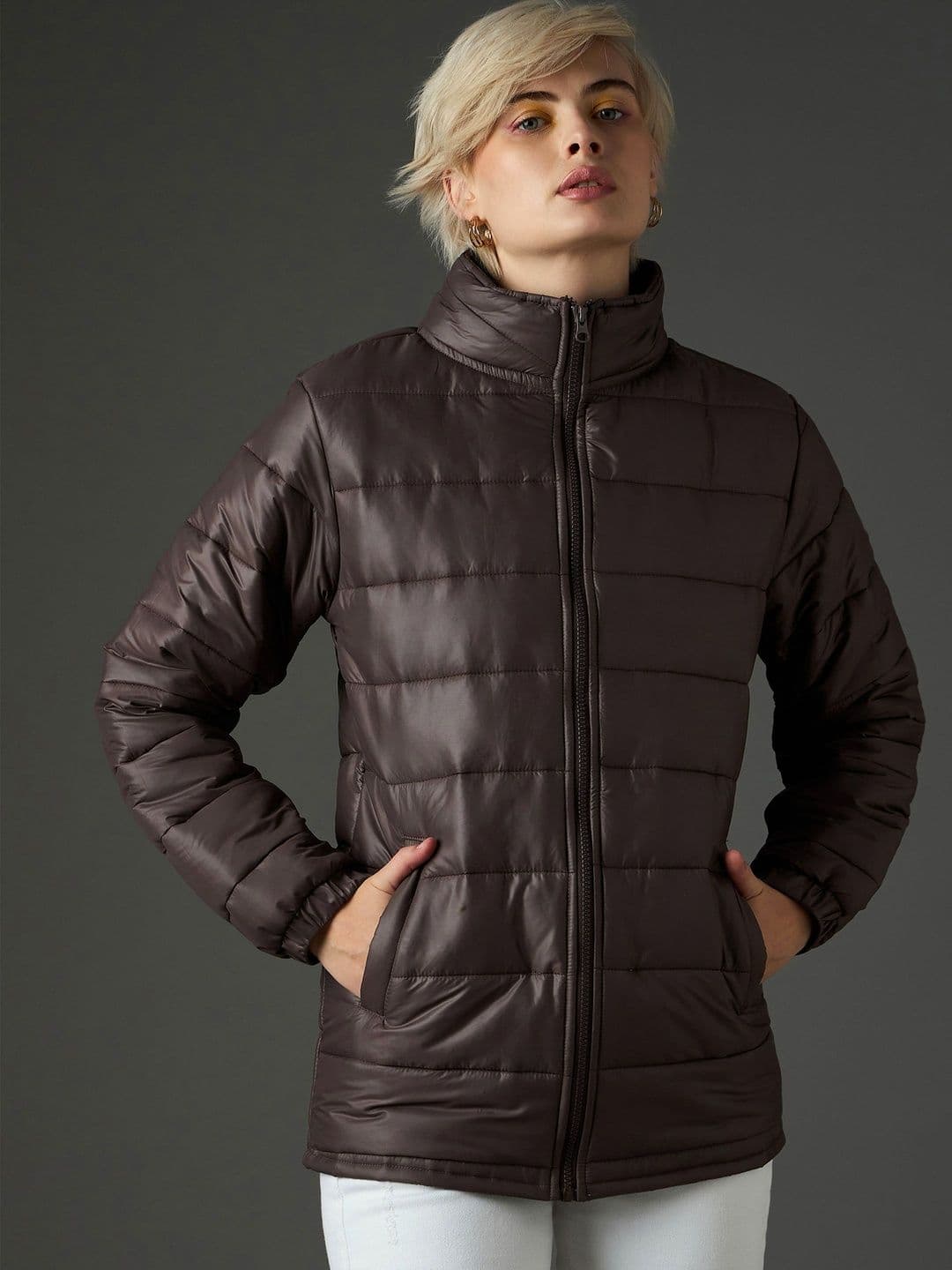 SASSAFRAS Women Mock Collar Solid Puffer Jacket - view 1