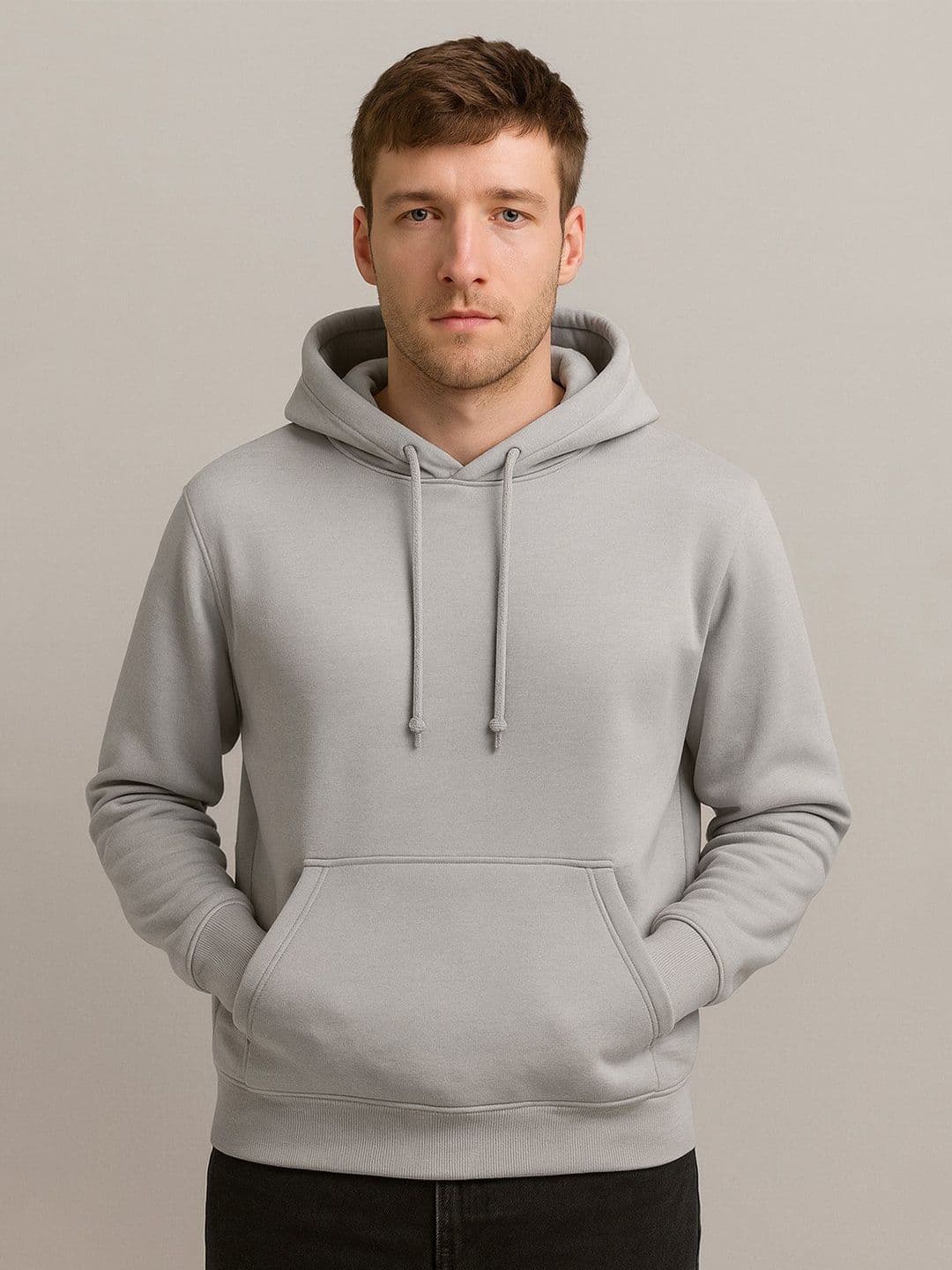 CKARFE Men Solid Hooded Pullover Sweatshirt - view 1