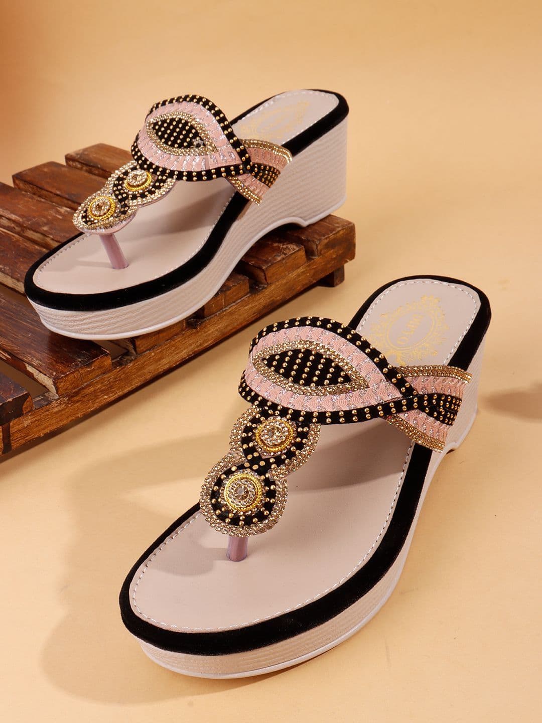 DIPYO Embellished Party Wedge Sandals - view 1