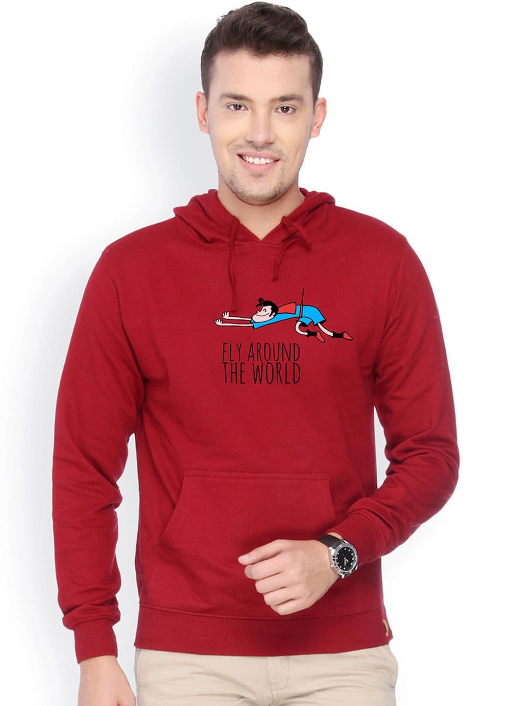 CAHOOT Men Typography Printed Hooded Cotton Sweatshirt - view 1