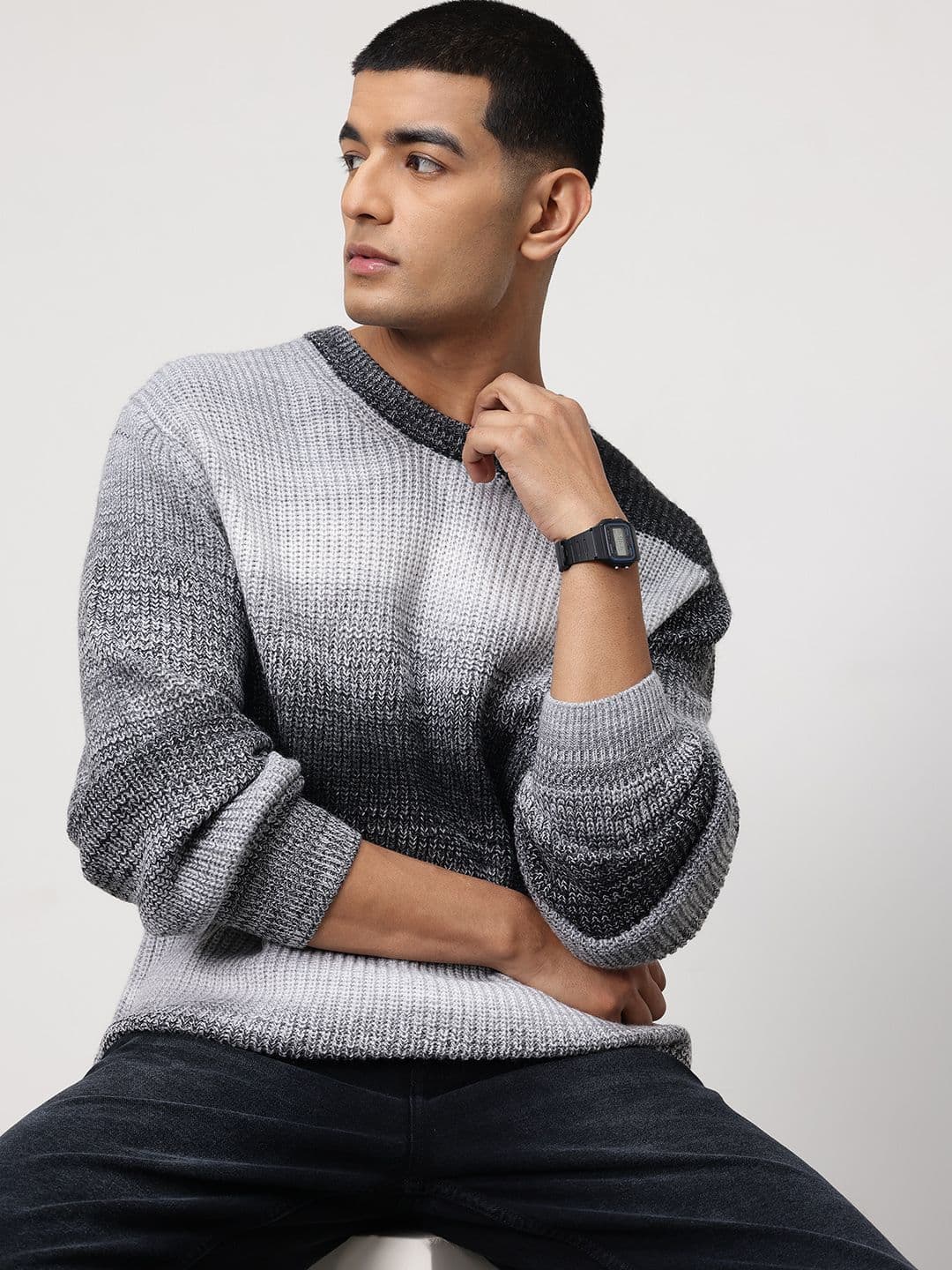 ether Ombre And Grindle Effect Ribbed Pullover - view 1