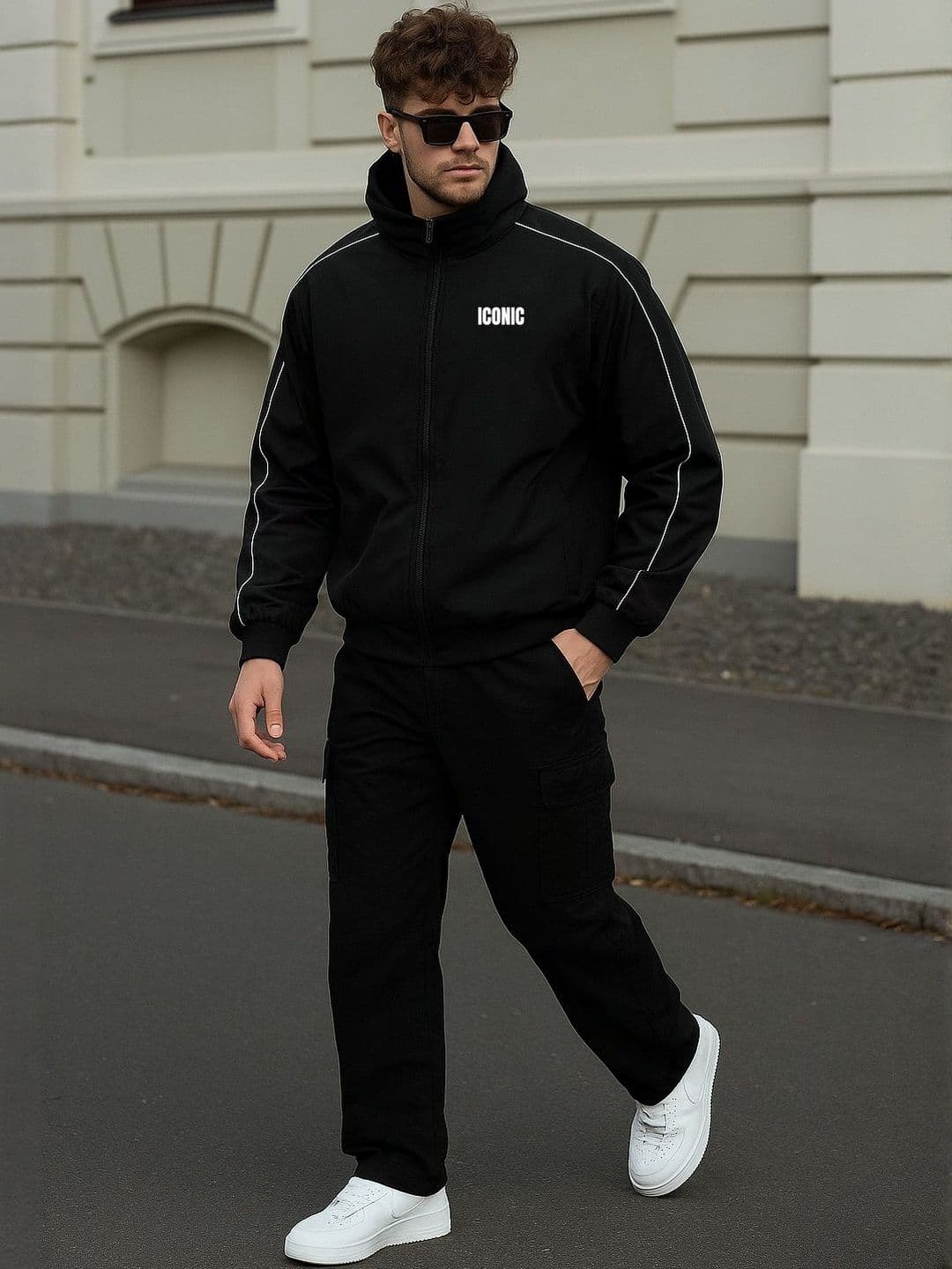 Moda Rapido Men Windcheater Open Front Jacket with Patchwork - view 1