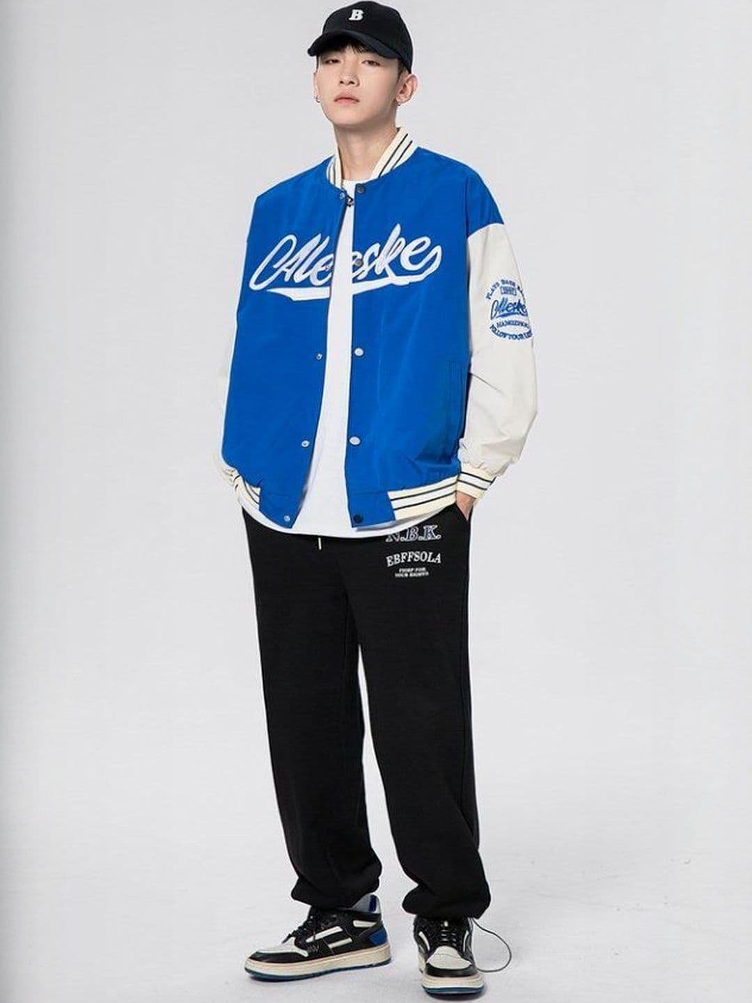 HERE&NOW Men Stand Collar Typography Printed Bomber Jacket - view 1