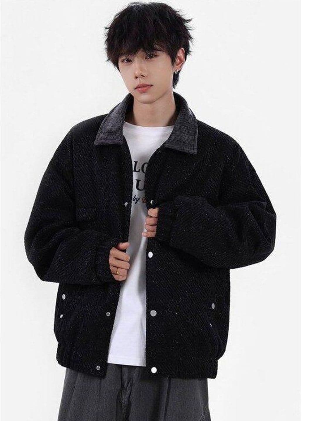 Mast & Harbour Men Lapel Collar Self Design Bomber Jacket - view 1