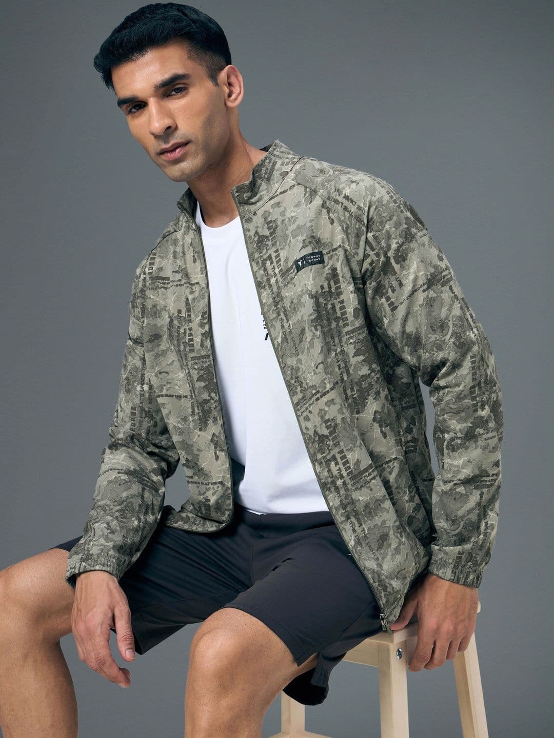 Technosport Men Camouflage Lightweight Training or Gym Sporty Jacket with Patchwork - view 1