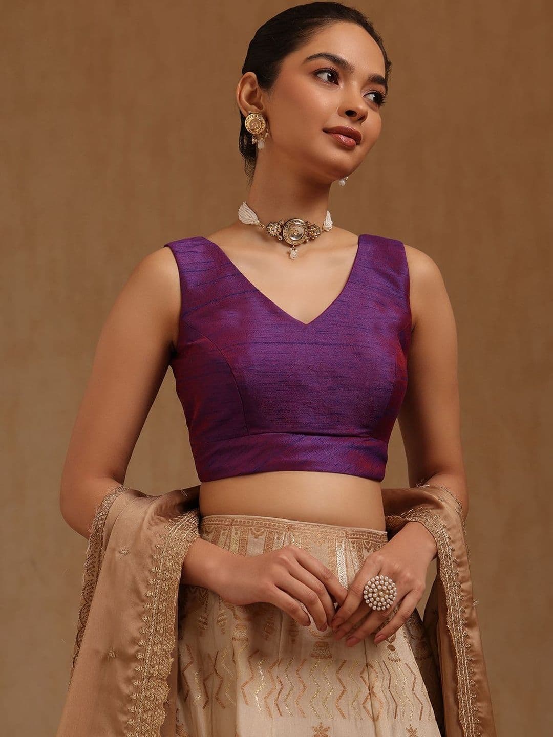 Soch V-Neck Padded Saree Blouse - view 1