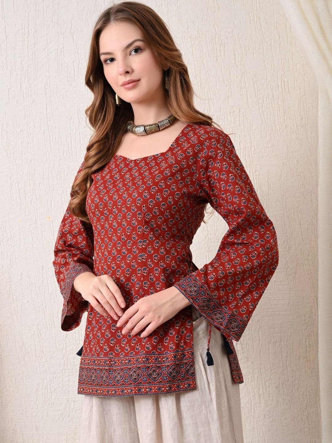 KALAMIR Print Ethnic Cotton Top - view 1