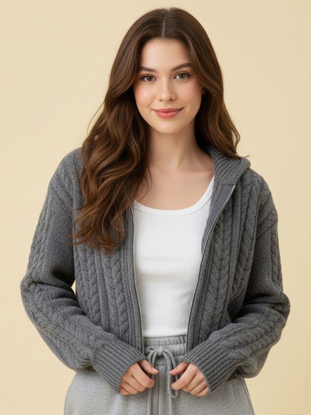 DressBerry Women Hooded Crop Front-Open Sweaters - view 1