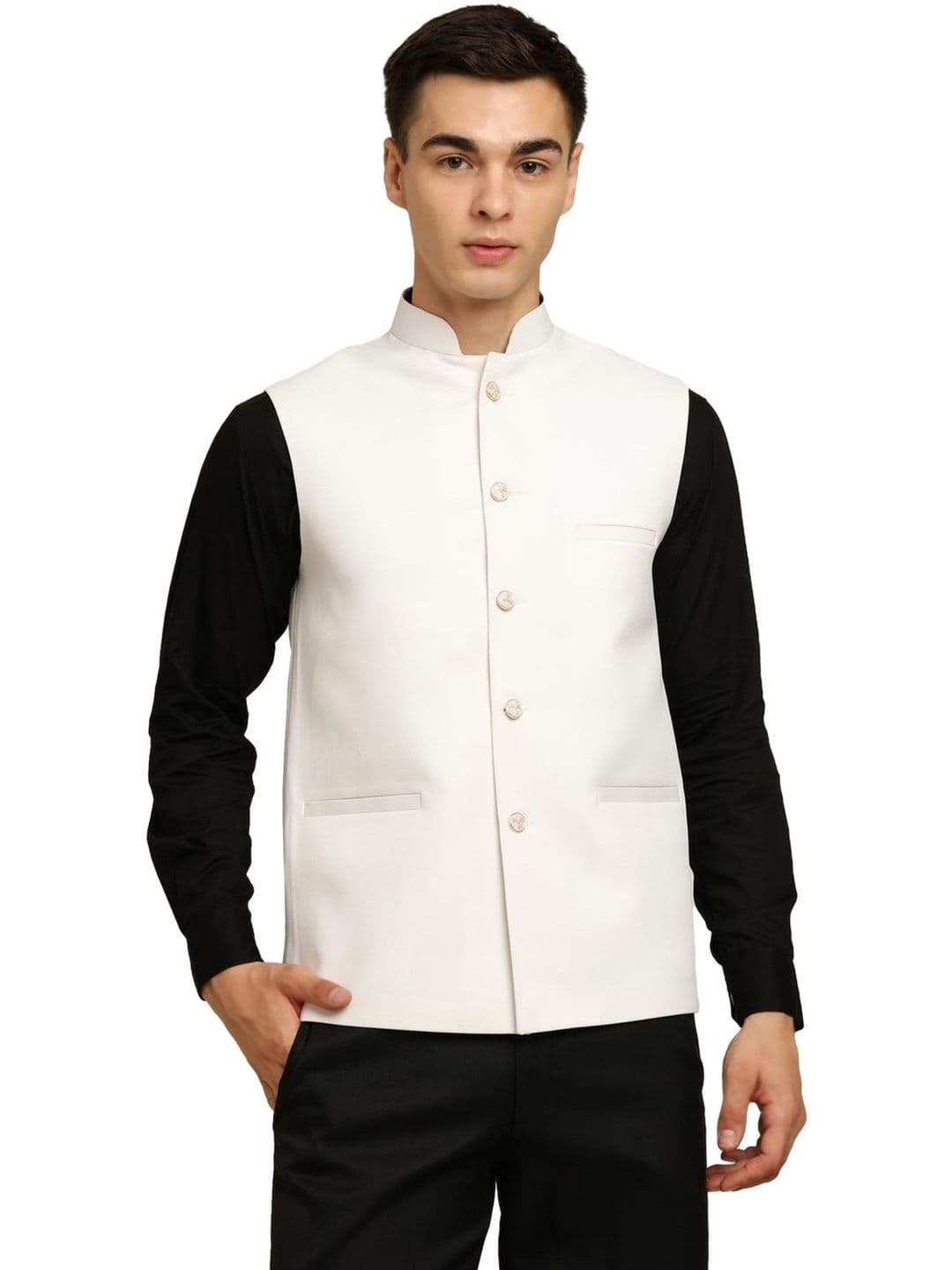 URBAN KANYA Men Solid Mandarin Collar Nehru Jacket - view 1