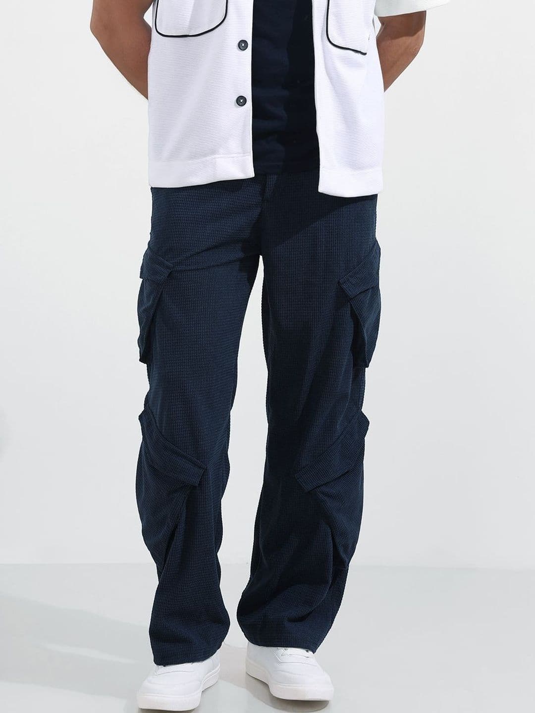 The Indian Garage Co Men Textured Cargos Trousers - view 1