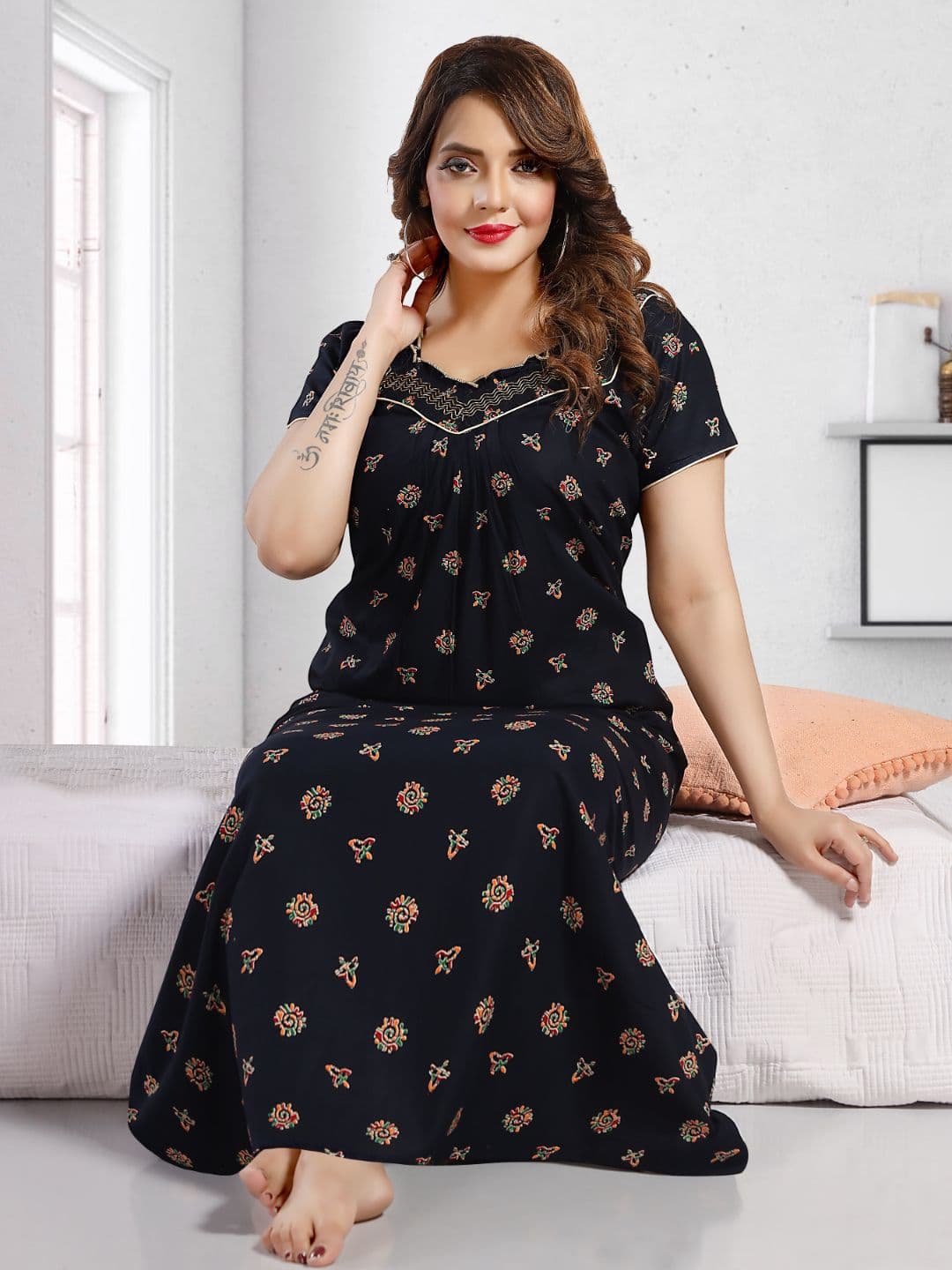 TRUNDZ Women Printed Pure Cotton Maxi Nightdress - view 1