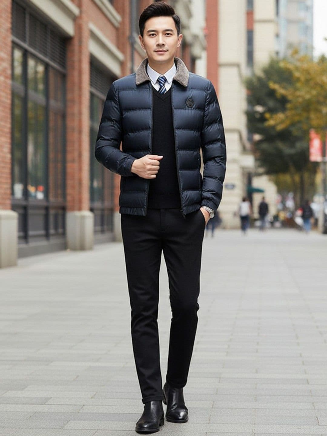 Mast & Harbour Men Puffer Jacket with Patchwork - view 1