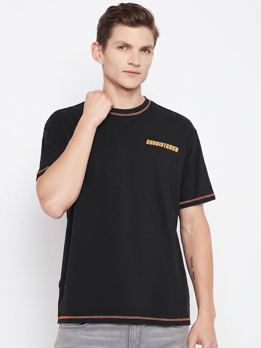 Kook N Keech Oversized Typography Printed Pure Cotton T-shirt - view 1