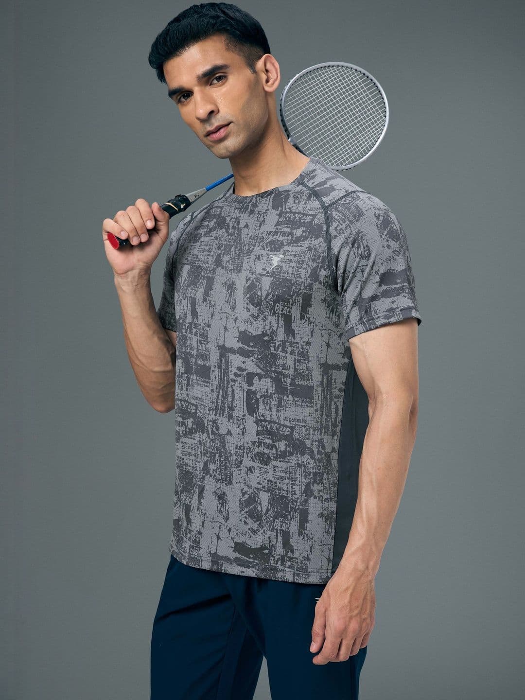 Technosport Men Printed Round Neck Anti Static Slim Fit T-shirt - view 1