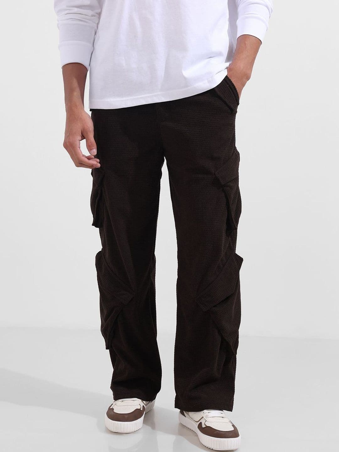 The Indian Garage Co Men Textured Cargos Trousers - view 1