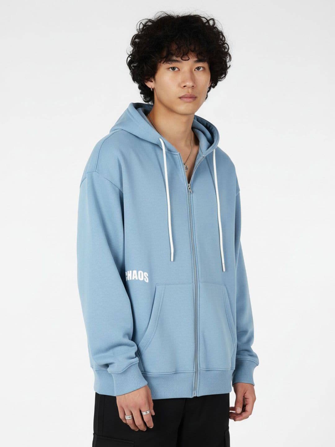 glitchez Typography Printed Drop-Shoulder Sleeves Hooded Relaxed Fit Sweatshirt - view 1
