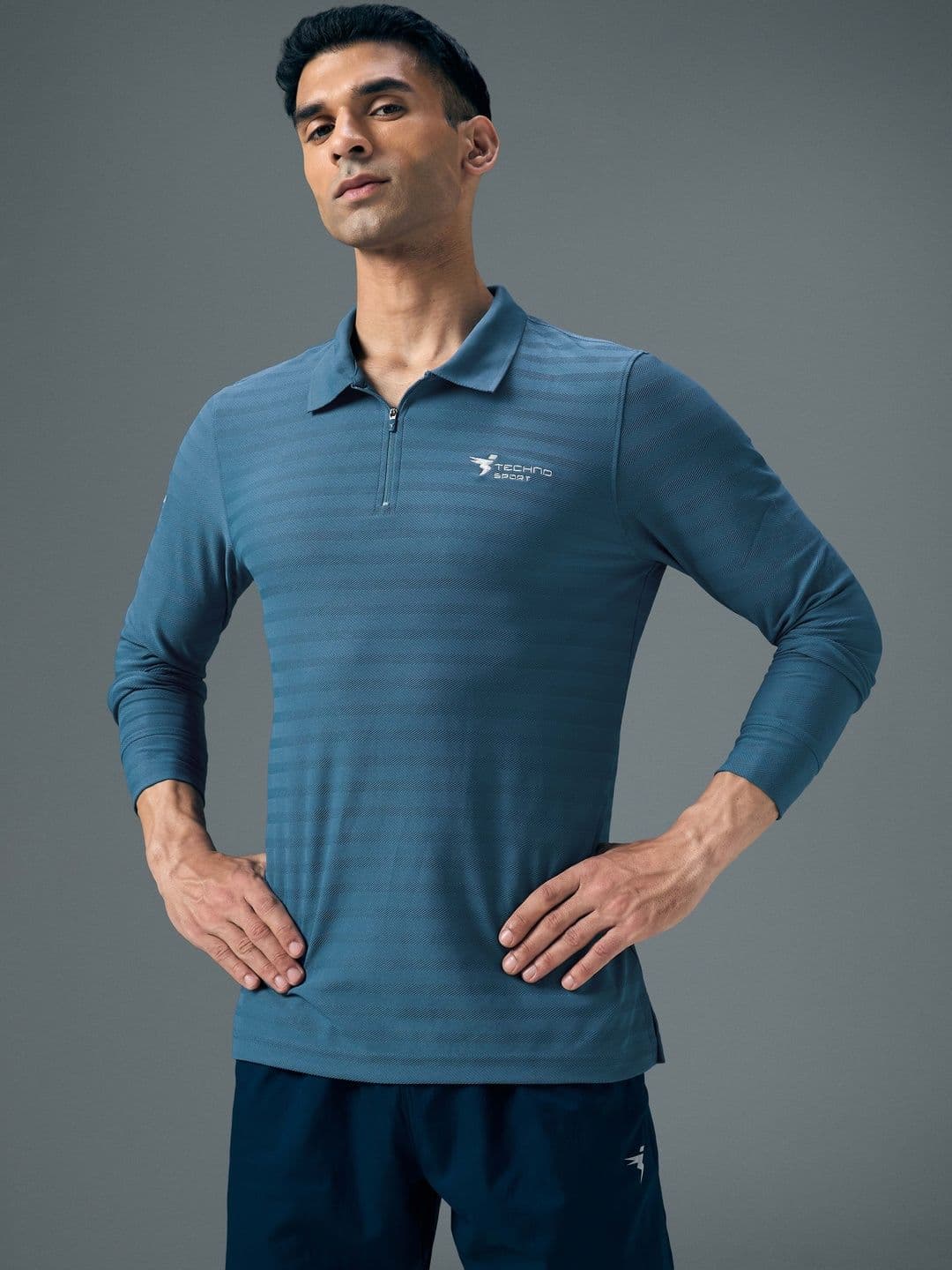 Technosport Self Design Polo Collar Anti Static Slim Fit T-Shirt - view 1