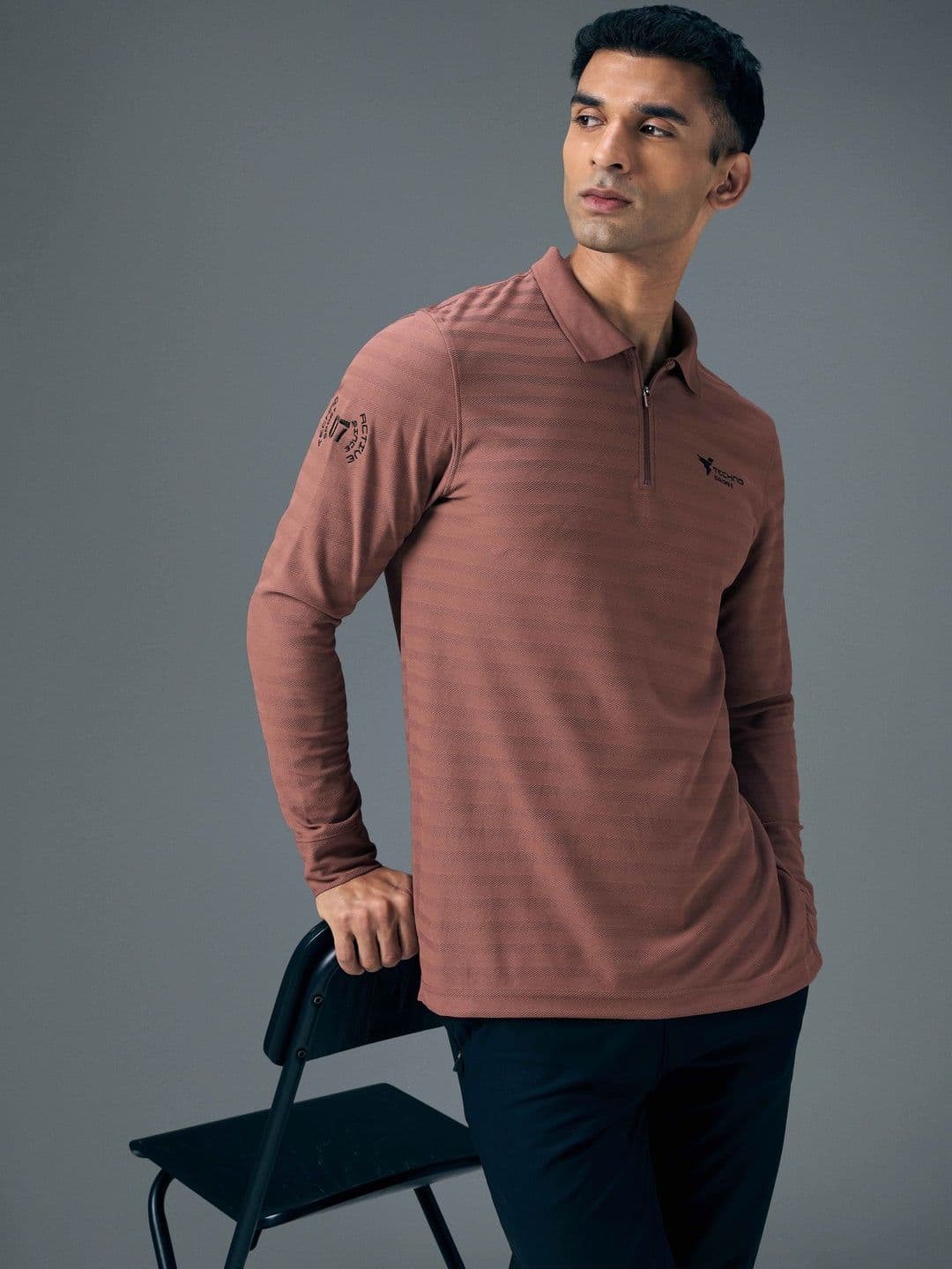 Technosport Polo Collar Long Sleeves Anti Static Slim Fit T-shirt - view 1