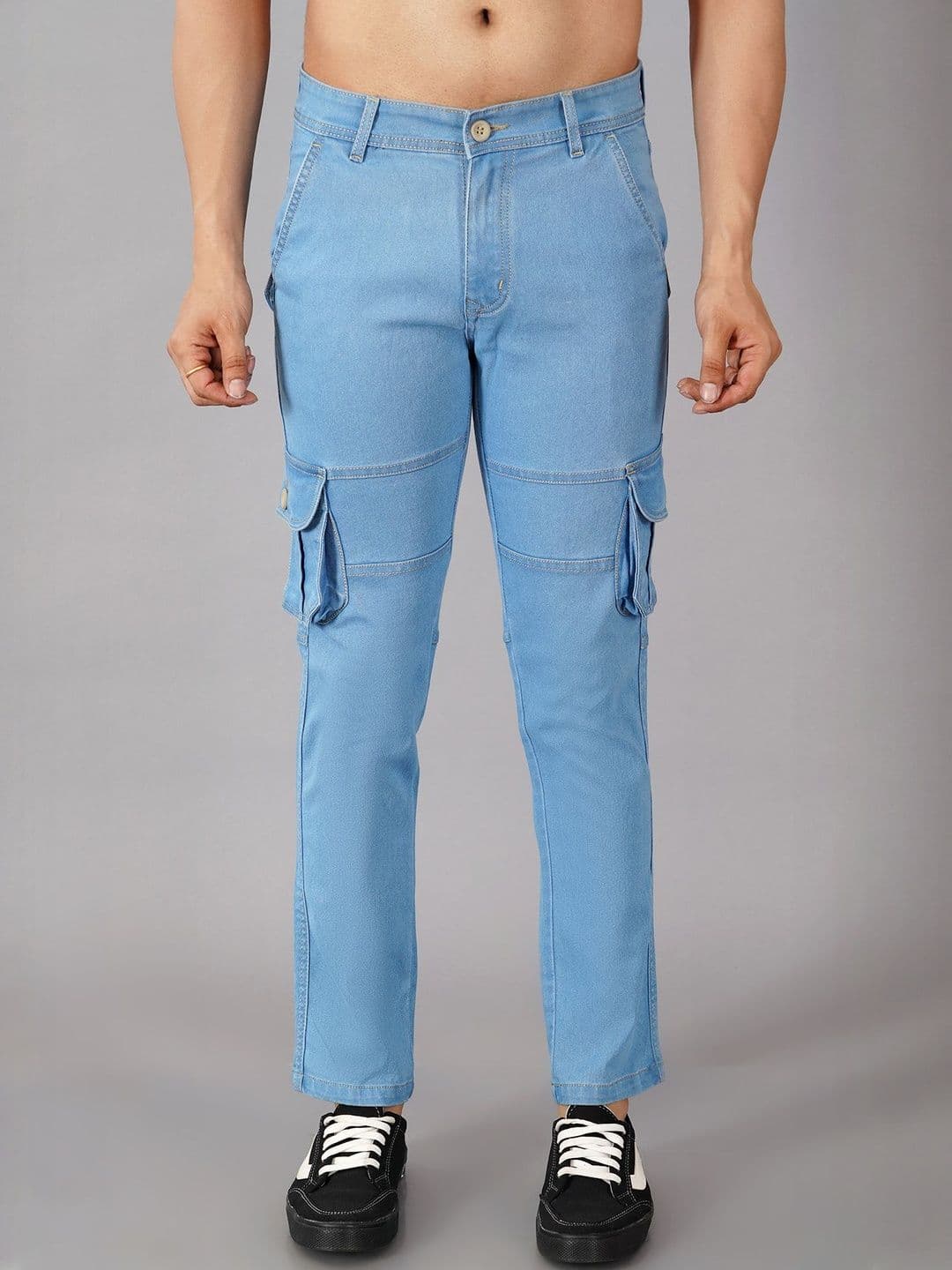 NIVASU Men Regular Fit Mid-Rise Stretchable Cargo Jeans - view 1