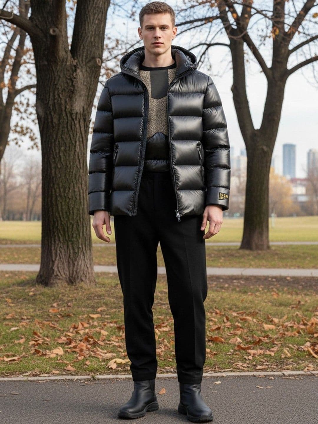 HERE&NOW Men Puffer Jacket with Patchwork - view 1