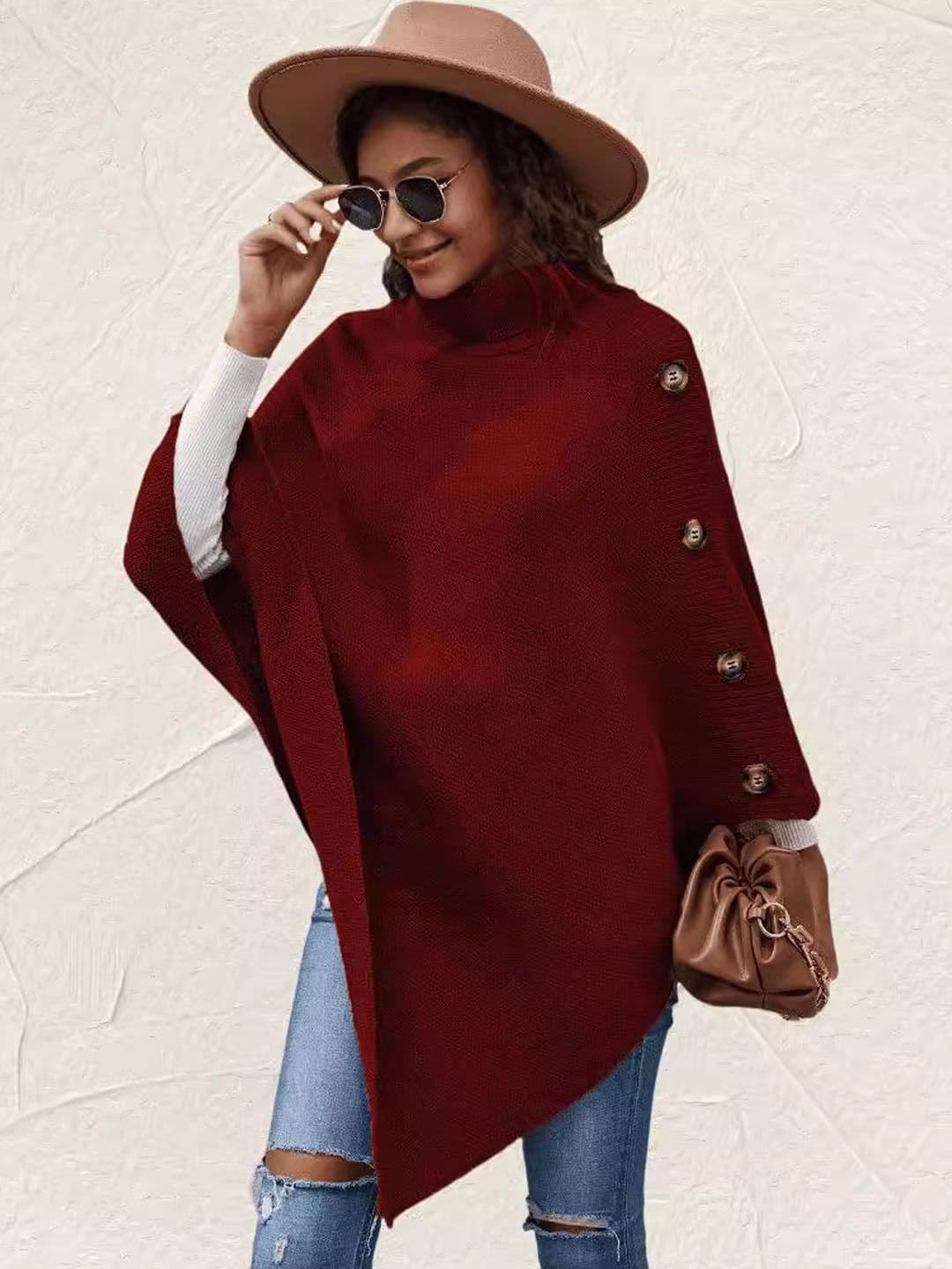 StyleCast Women Solid Turtle Neck Poncho - view 1