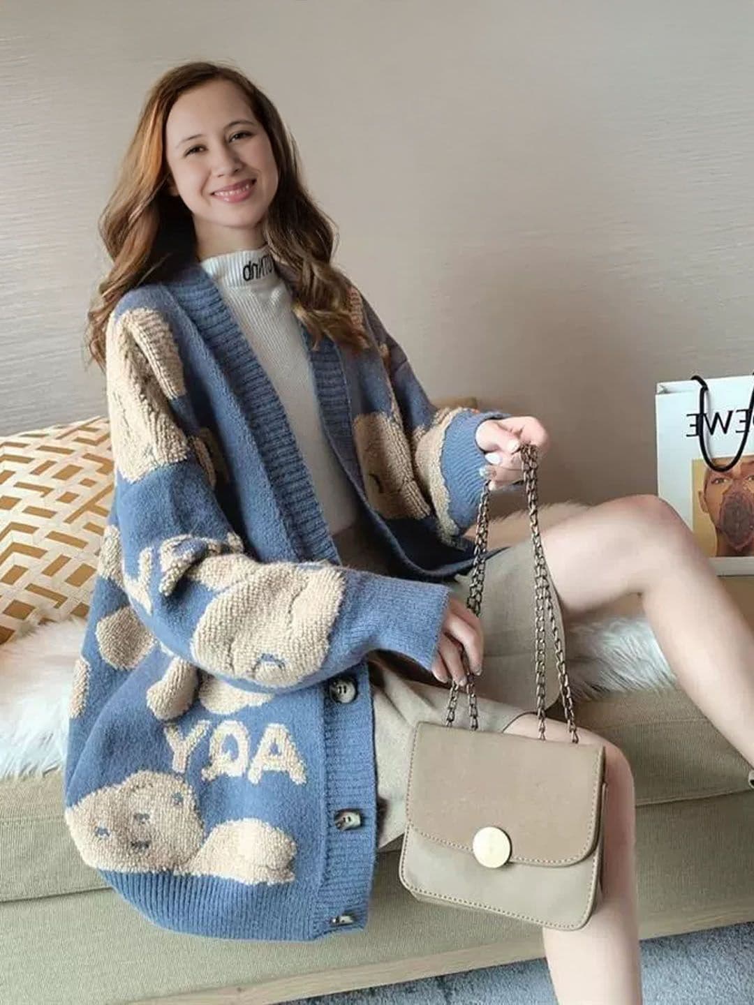 StyleCast Women Typography Long Sleeves Longline Cardigan - view 1