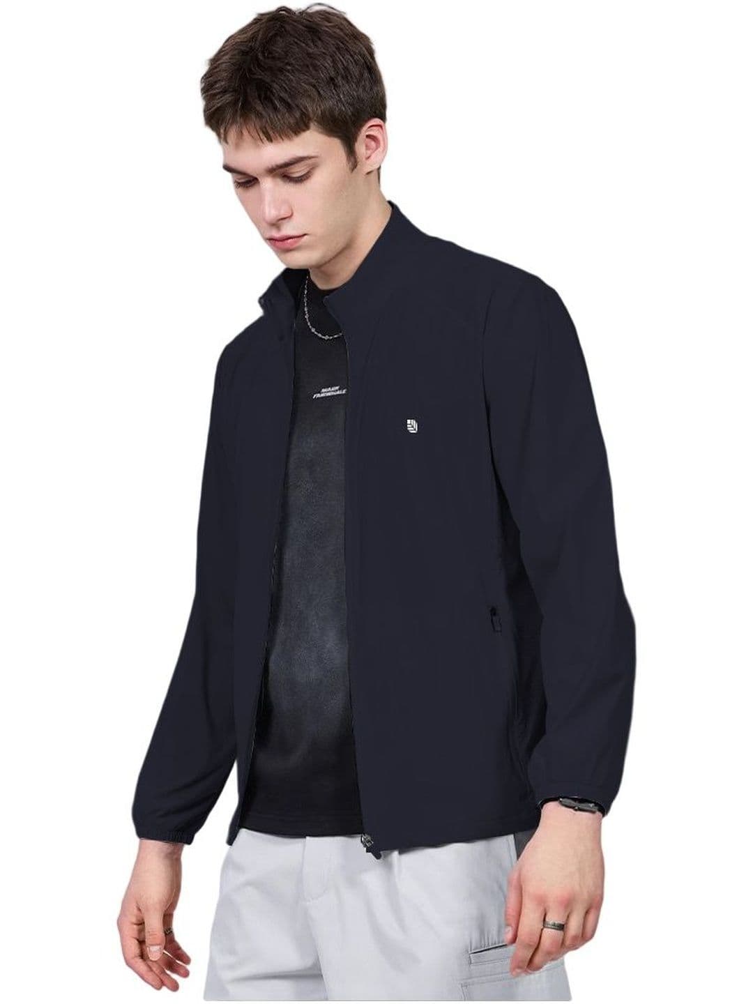 Palay Men Solid Mock Collar Lightweight Sporty Jacket - view 1
