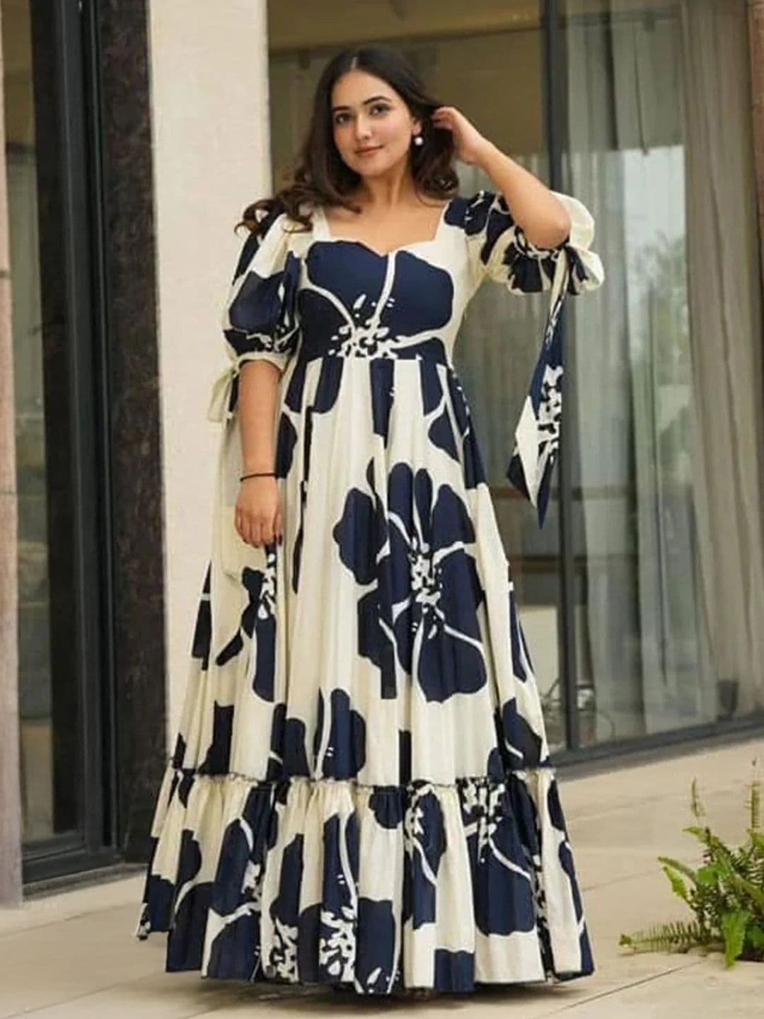 Honky Tonky Women Floral Printed Puff Sleeve Fit & Flare Maxi Dress - view 1