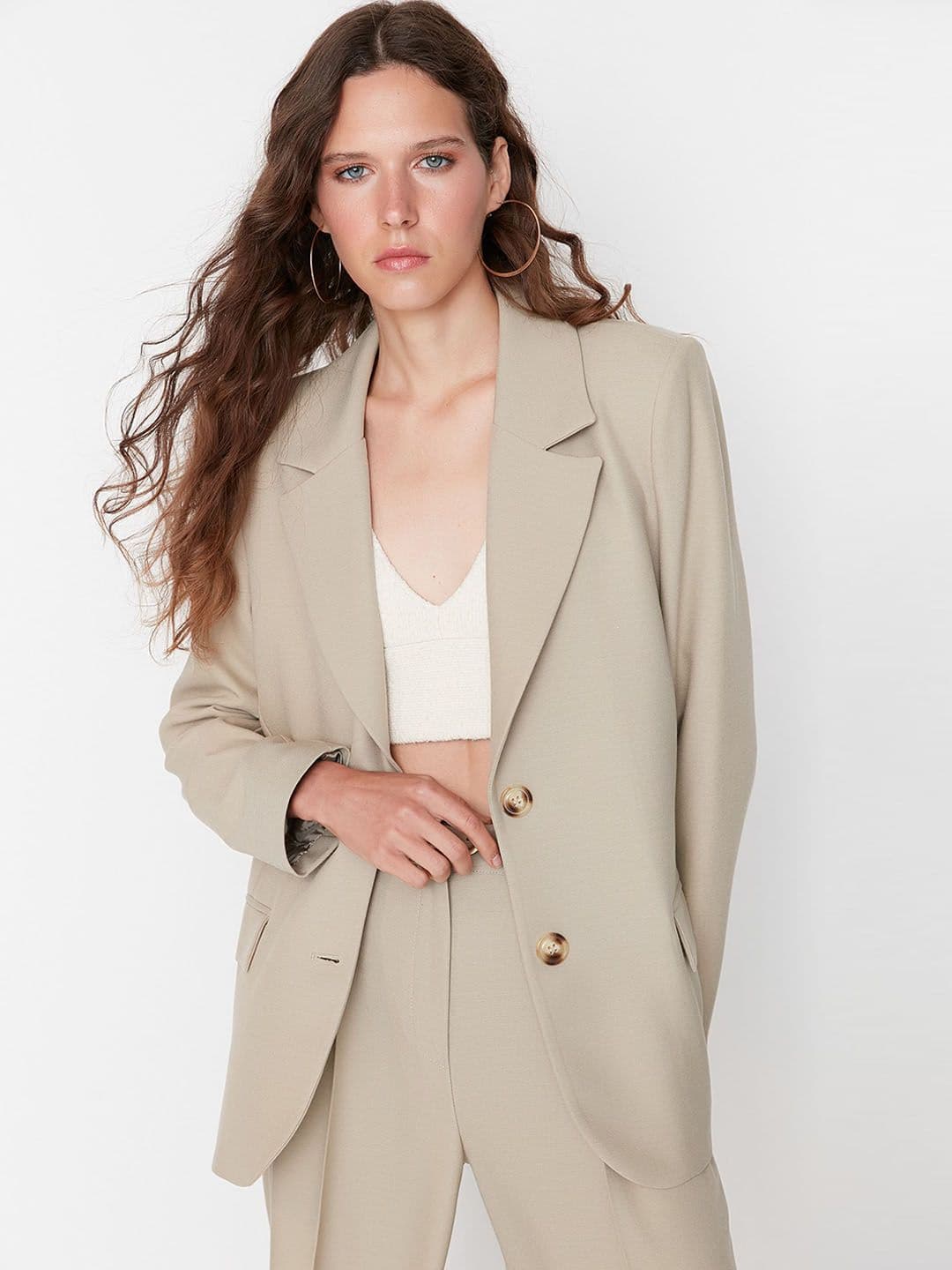 Trendyol Single-Breasted Notched Lapel Collar Blazer - view 1
