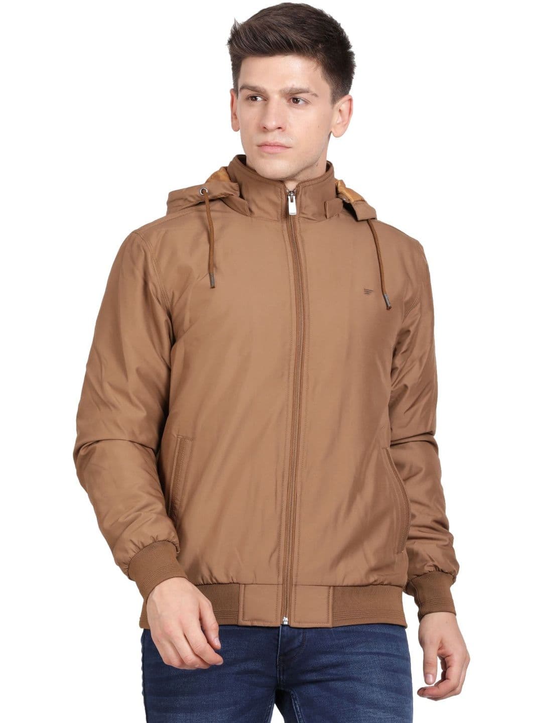 t-base Stand Collar Lightweight Bomber Jacket With Zip Detail - view 1