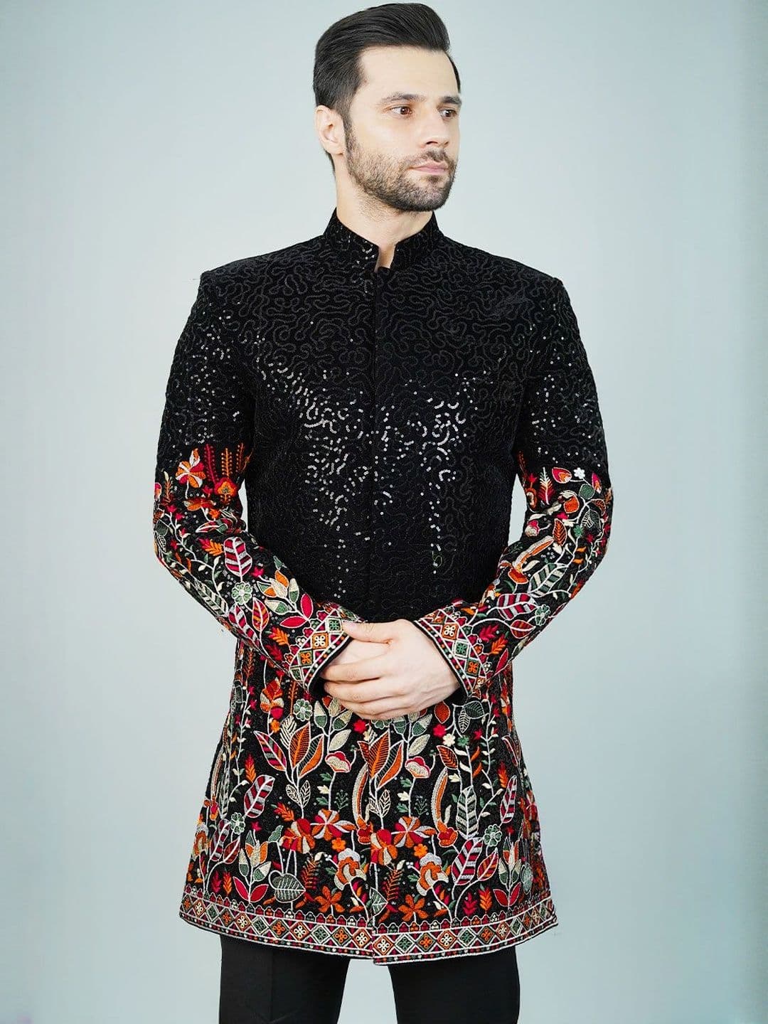 Wintage Self Design Sequinned Velvet Blazer - view 1