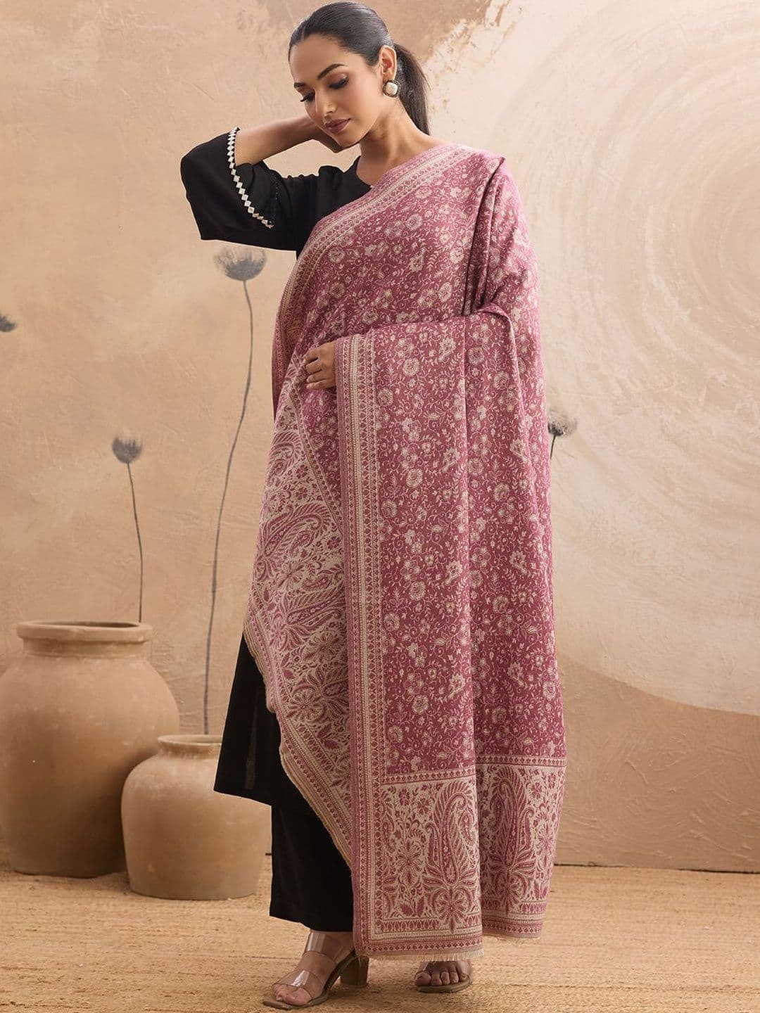 WEAVERS VILLA WEAVERS Women Ethnic Motifs Woollen Shawl - view 1