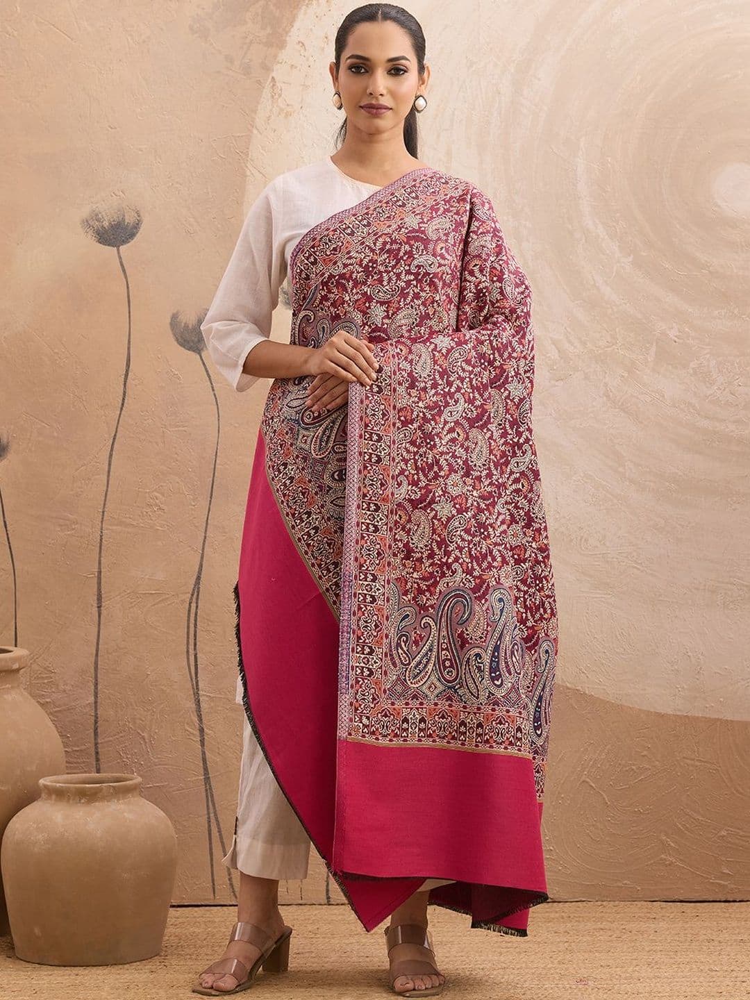 WEAVERS VILLA WEAVERS Women Ethnic Motifs Woollen Shawl - view 1