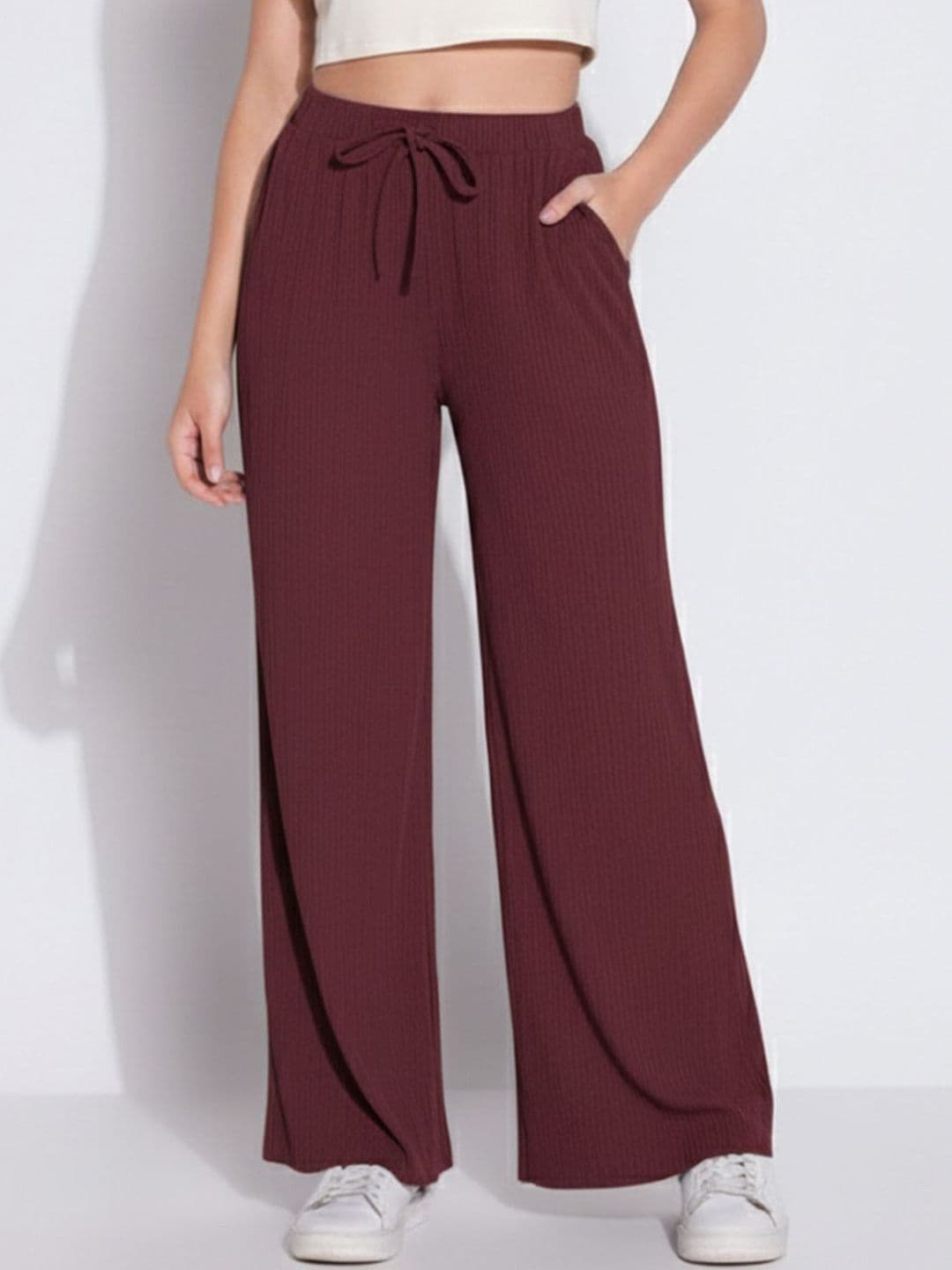 Moda Rapido Women Solid Comfort High-Rise Wide Leg Parallel Trousers - view 1