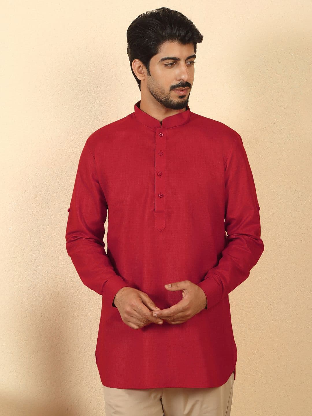 KRAFT INDIA Mandarin Collar Straight Short Kurta - view 1