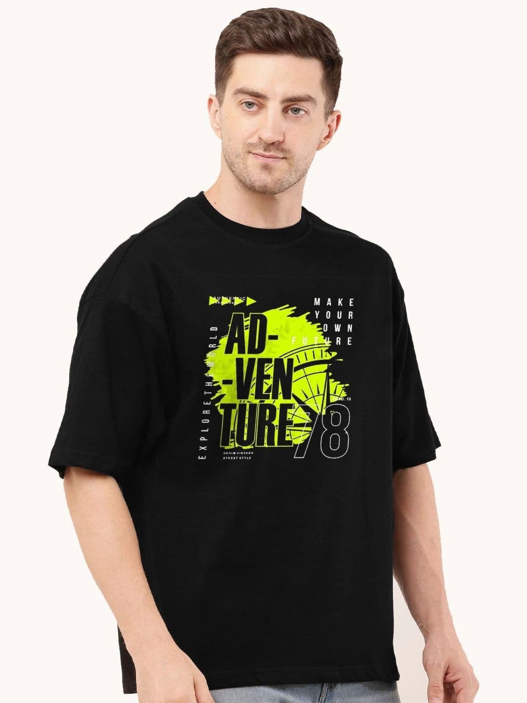Moda Rapido Men Printed Drop-Shoulder Sleeves Pure Cotton Bio Finish T-shirt - view 1