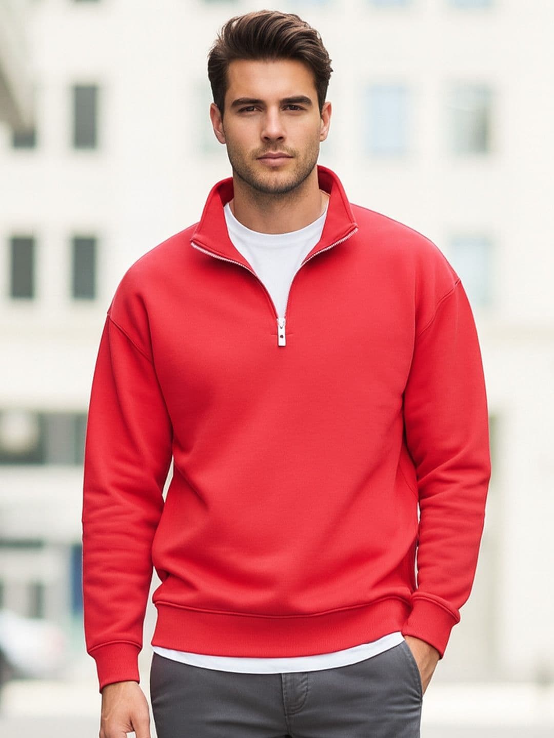 MACK JONNEY Men Solid Mock Neck Full Sleeves Sweatshirt - view 1