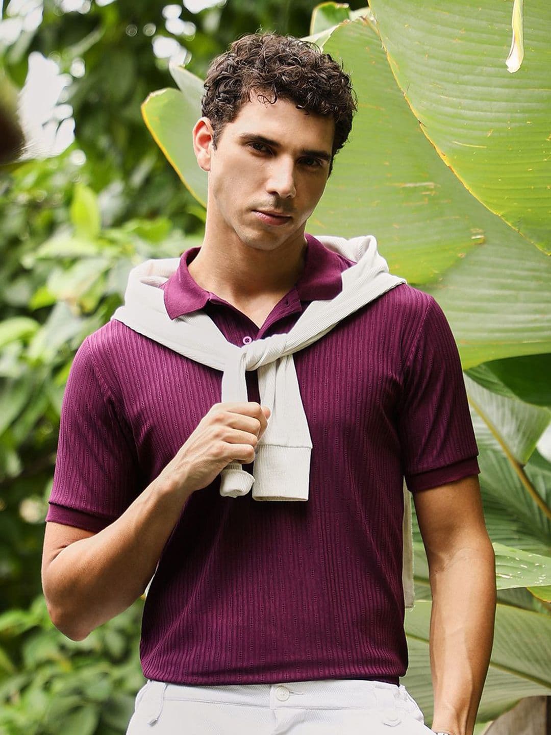 CAHOOT Self Design Polo Collar Regular Fit T-shirt - view 1