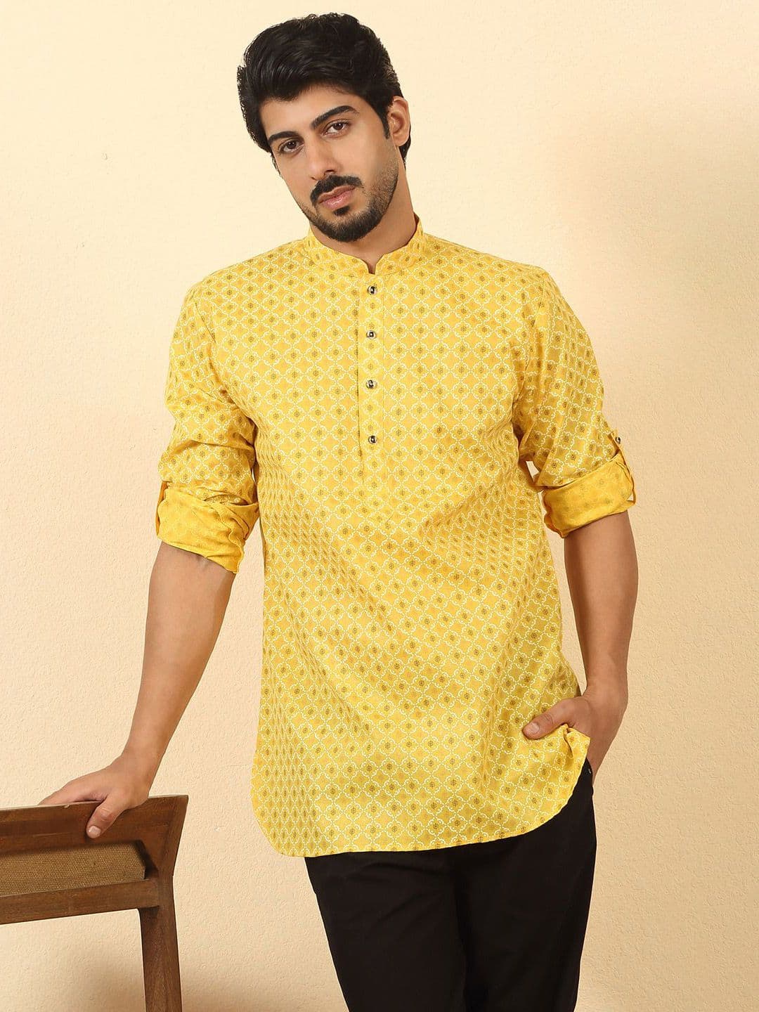 KRAFT INDIA Men Ethnic Motifs Printed Festive Cotton Straight Kurta - view 1