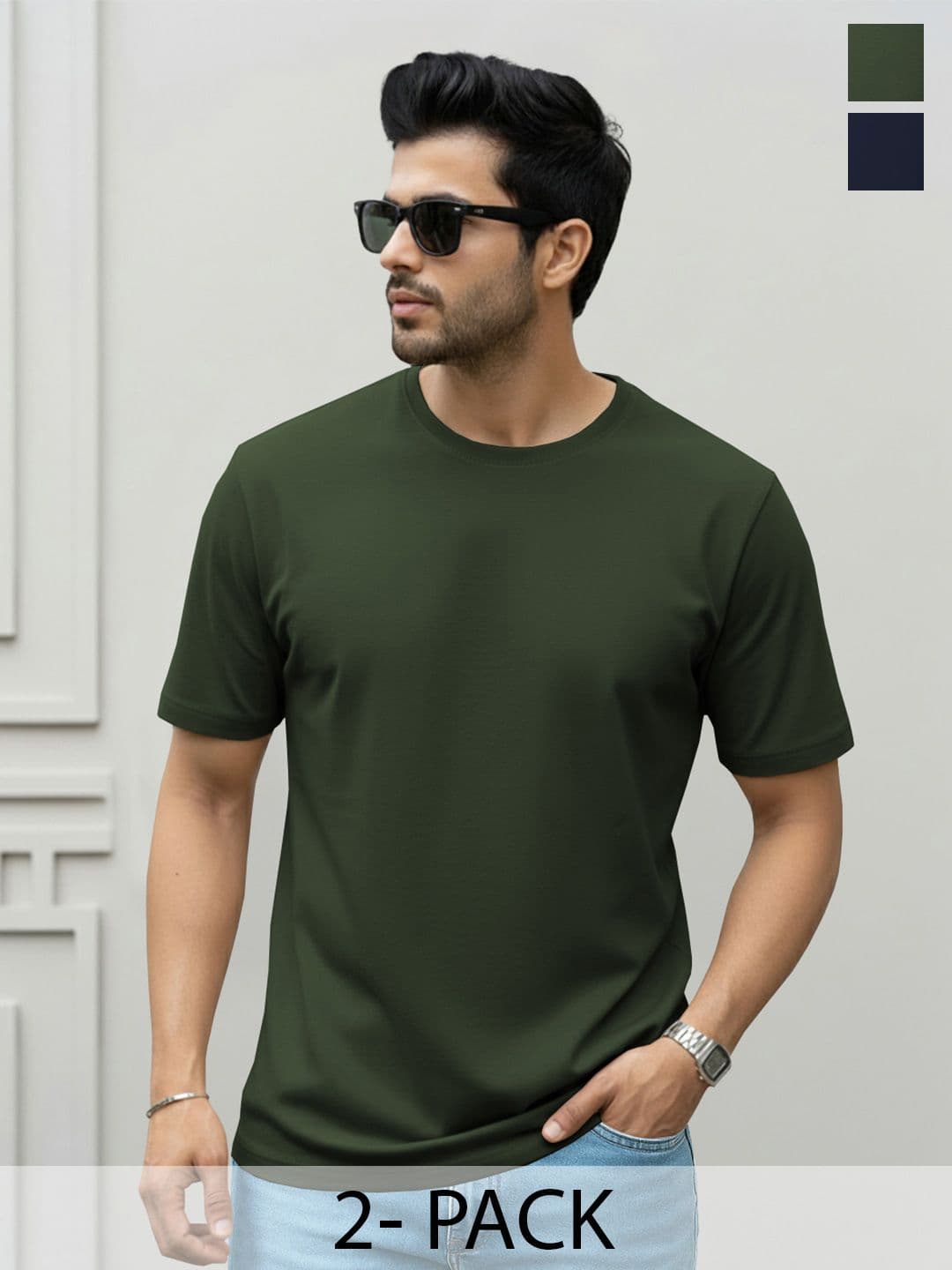 TRIPR Men Pack of 2 Solid Round Neck T-shirts - view 1