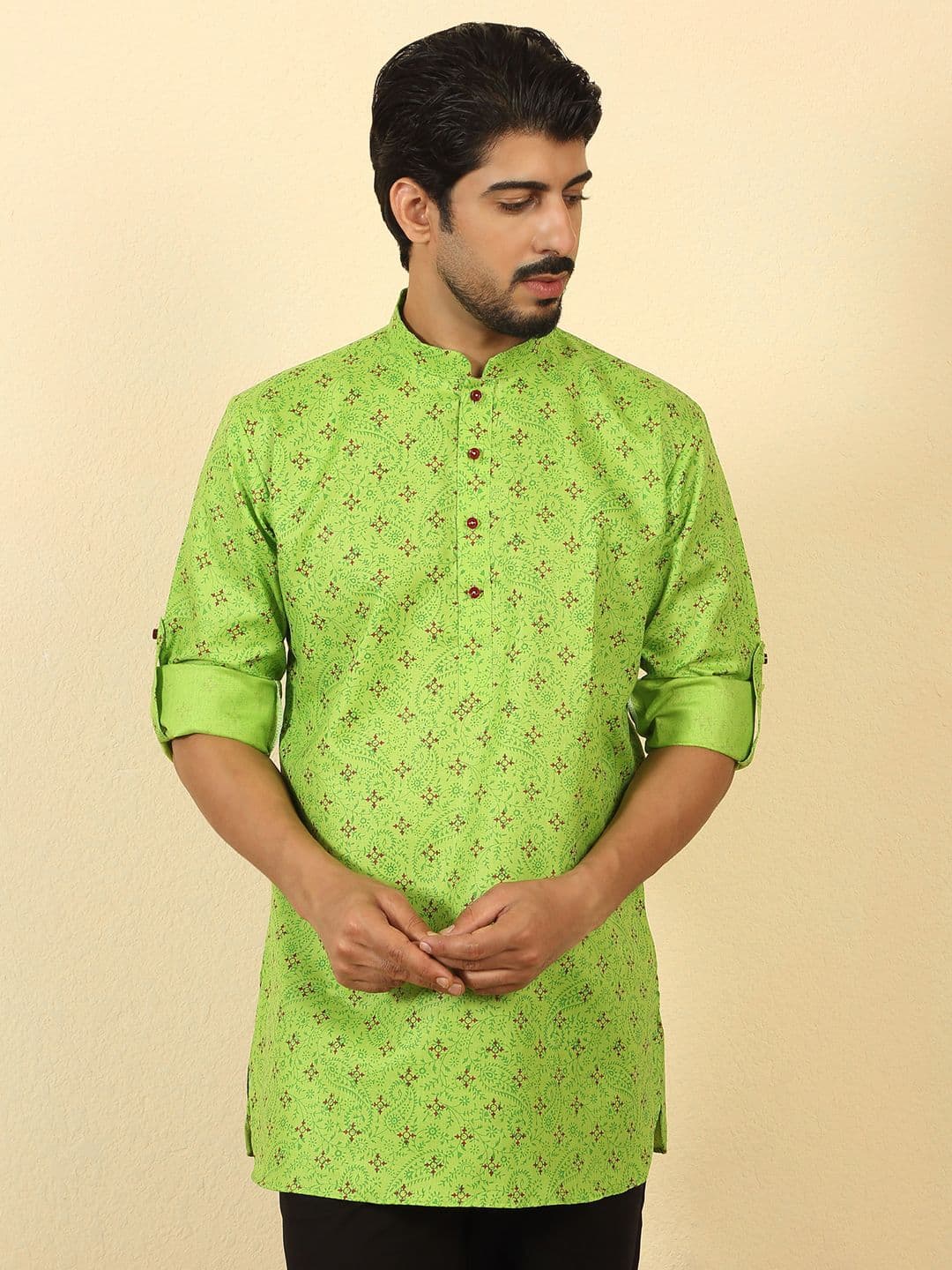KRAFT INDIA Paisley Printed Mandarin Collar Straight Kurta - view 1