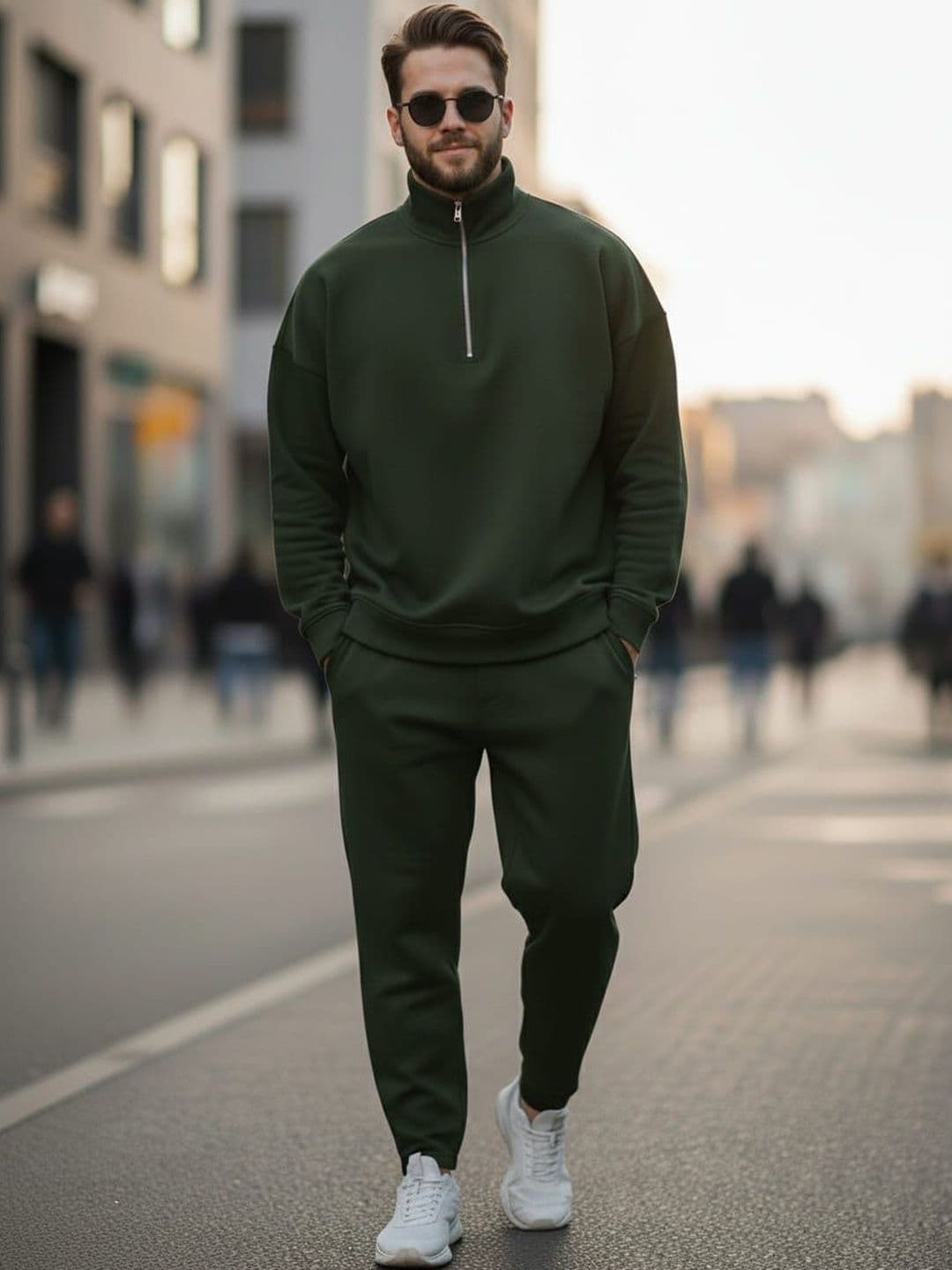 MACK JONNEY Men Mock Collar Long Sleeves Half Zipper Sweatshirt With Trackpant - view 1