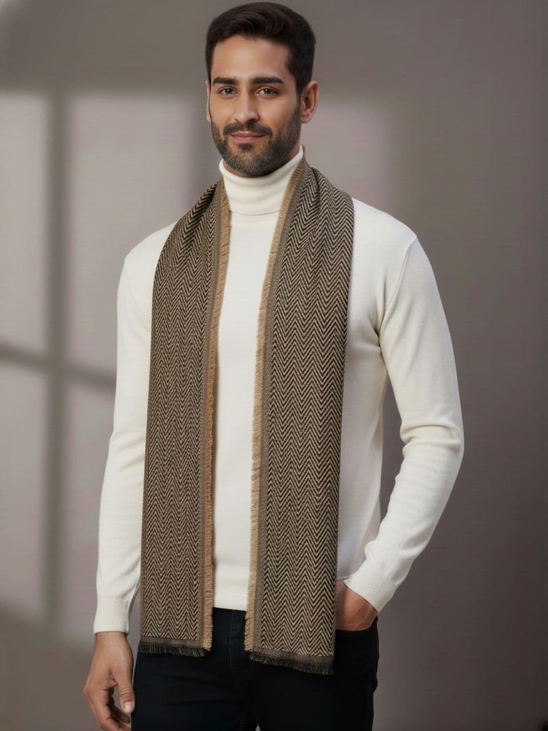 Zamour Men Zigzag Pattern Woolen Mufflers - view 1